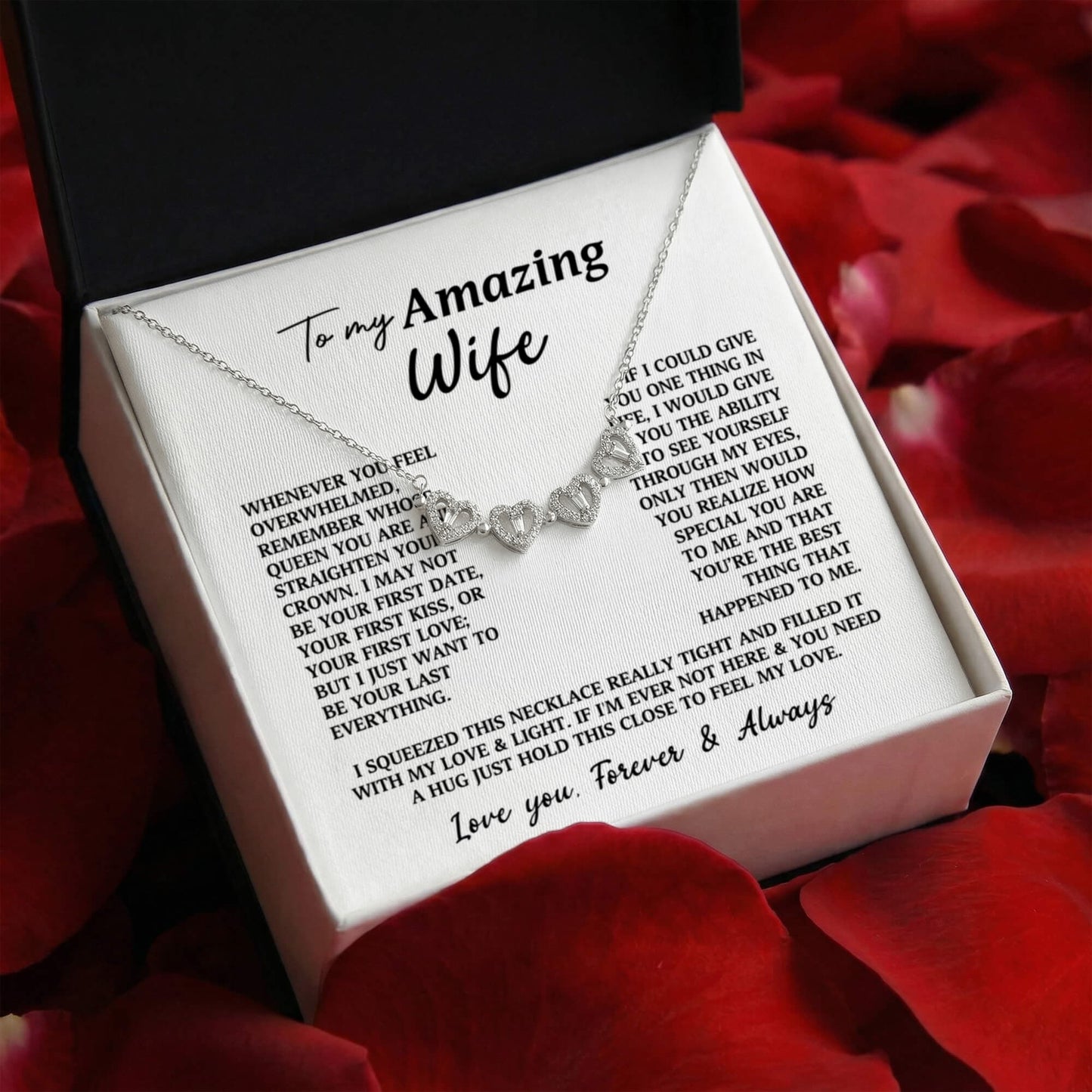 To My Amazing Wife Heart Clover Convertible Necklace