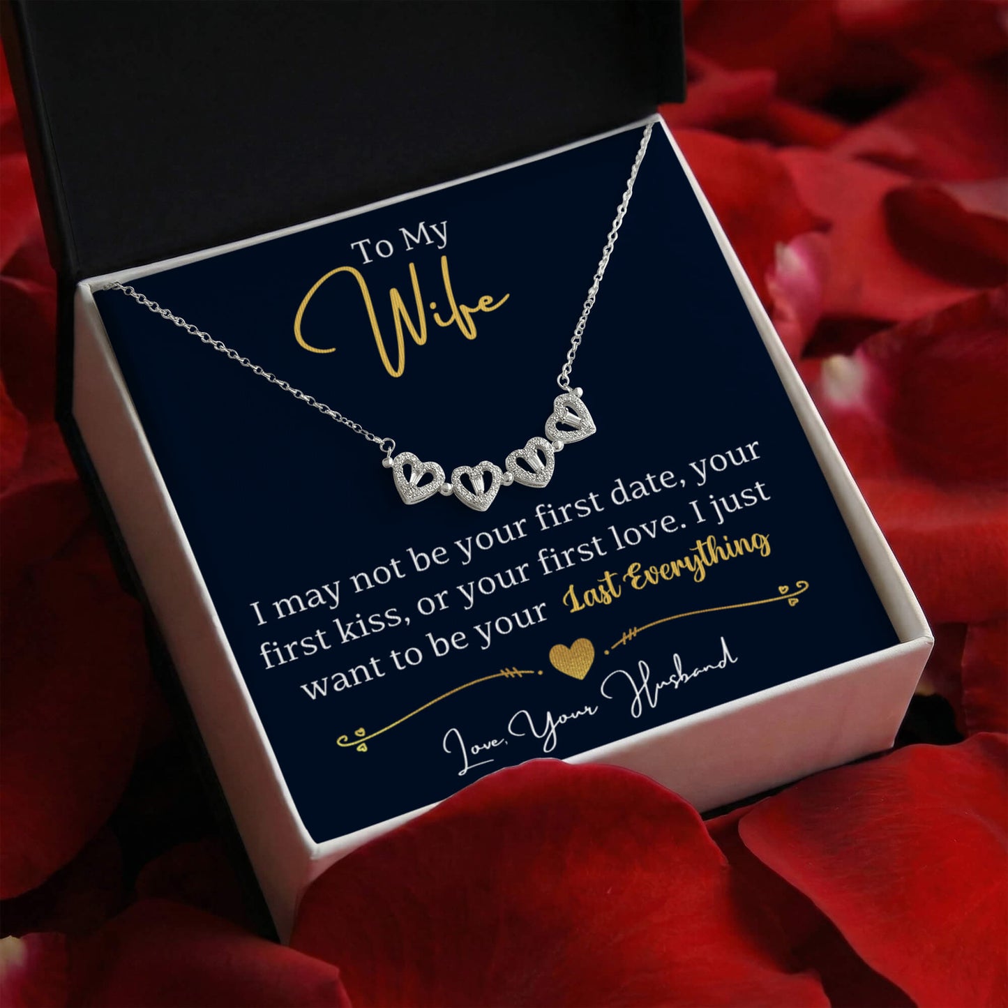 To My Wife Convertible Clover Hearts Necklace