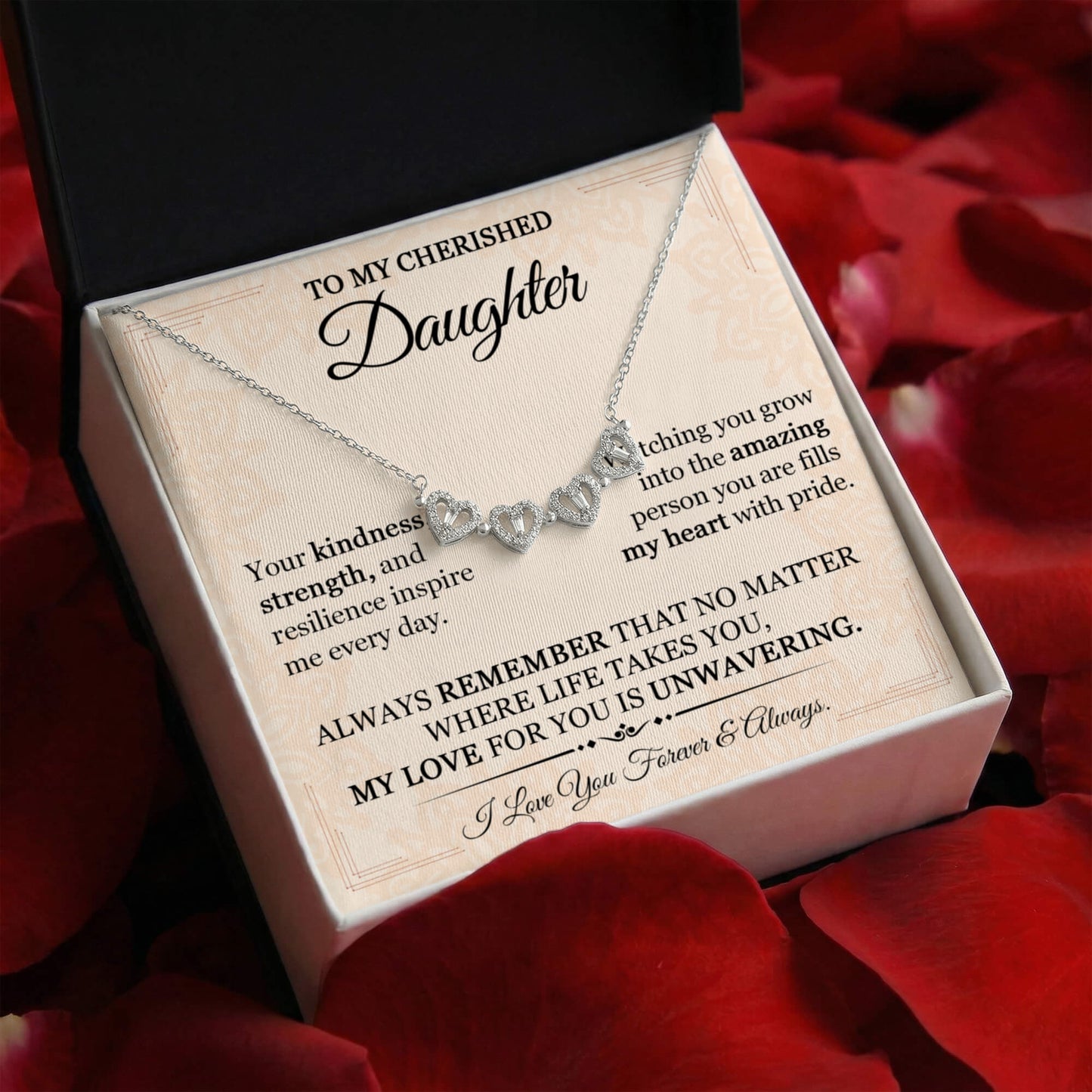 To My Daughter Heart Clover Convertible Necklace