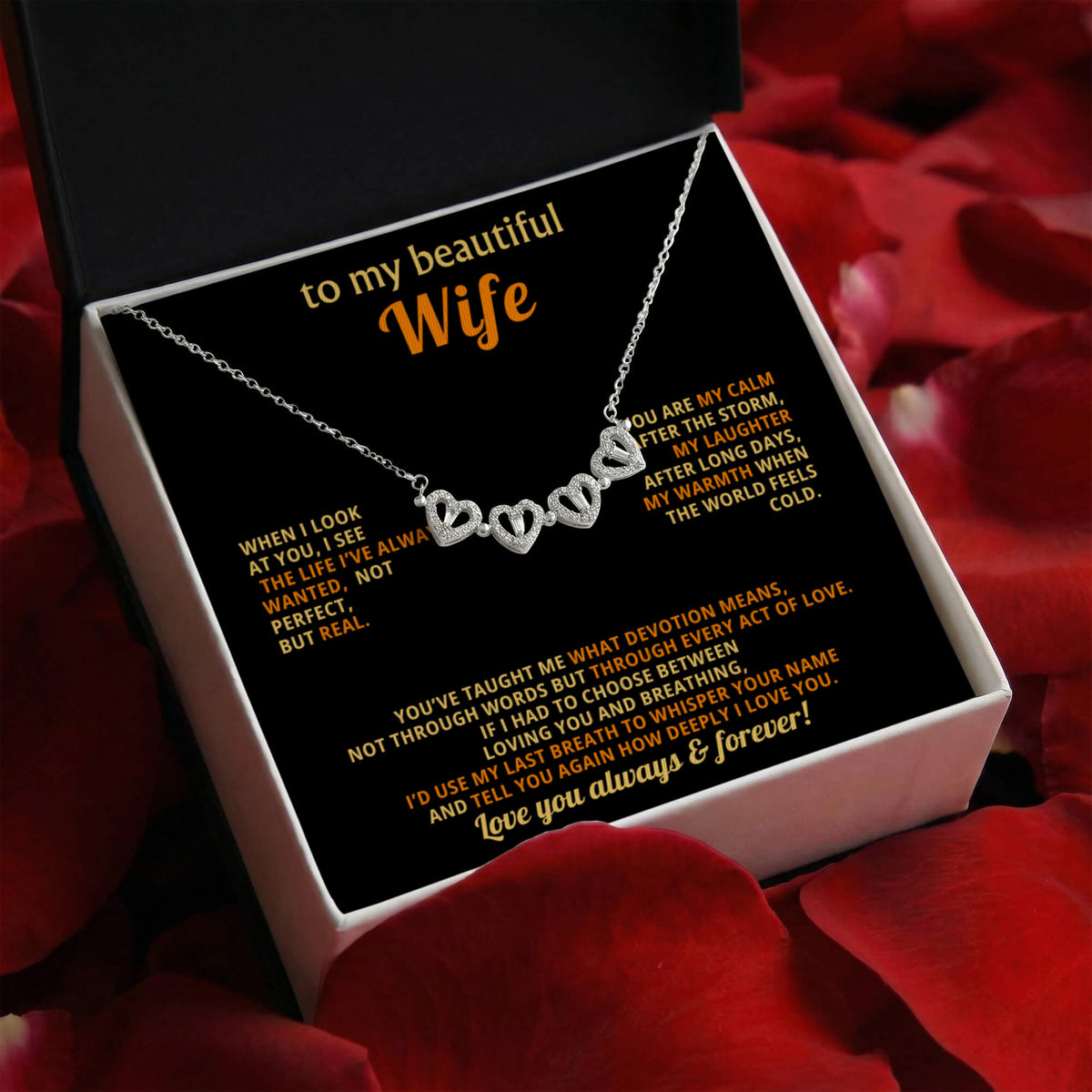 To  My Wife Magnetic Clover Convertible Hearts Necklace Gift