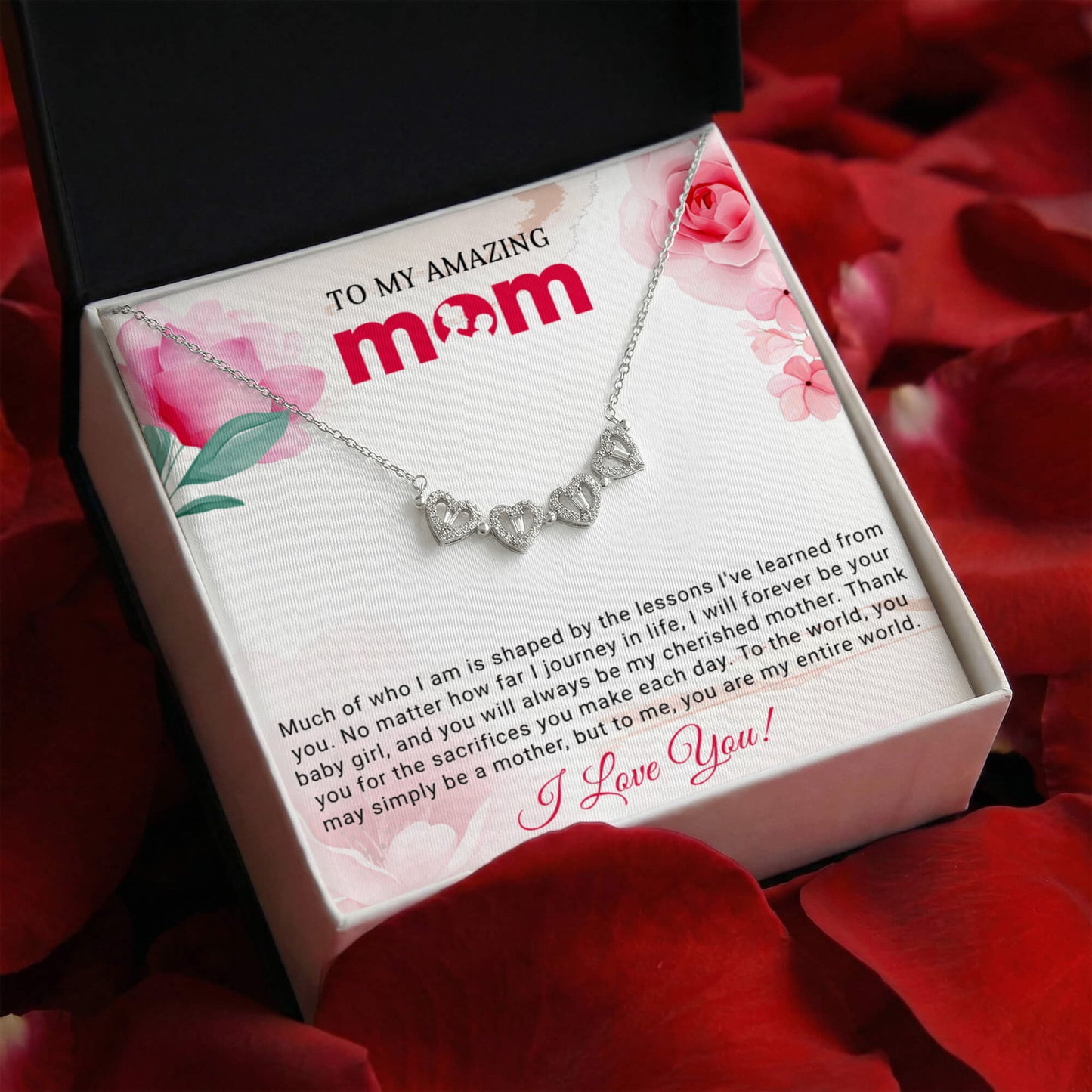 Amazing Mom Daughter Clover Heart Convertible Necklace