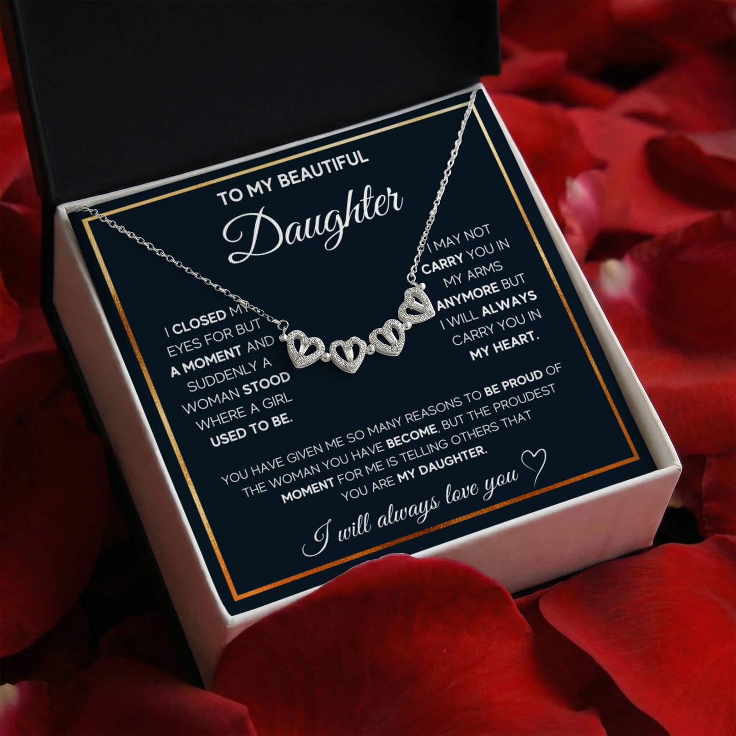 To My Beautiful Daughter  Heart Clover Convertible Necklace