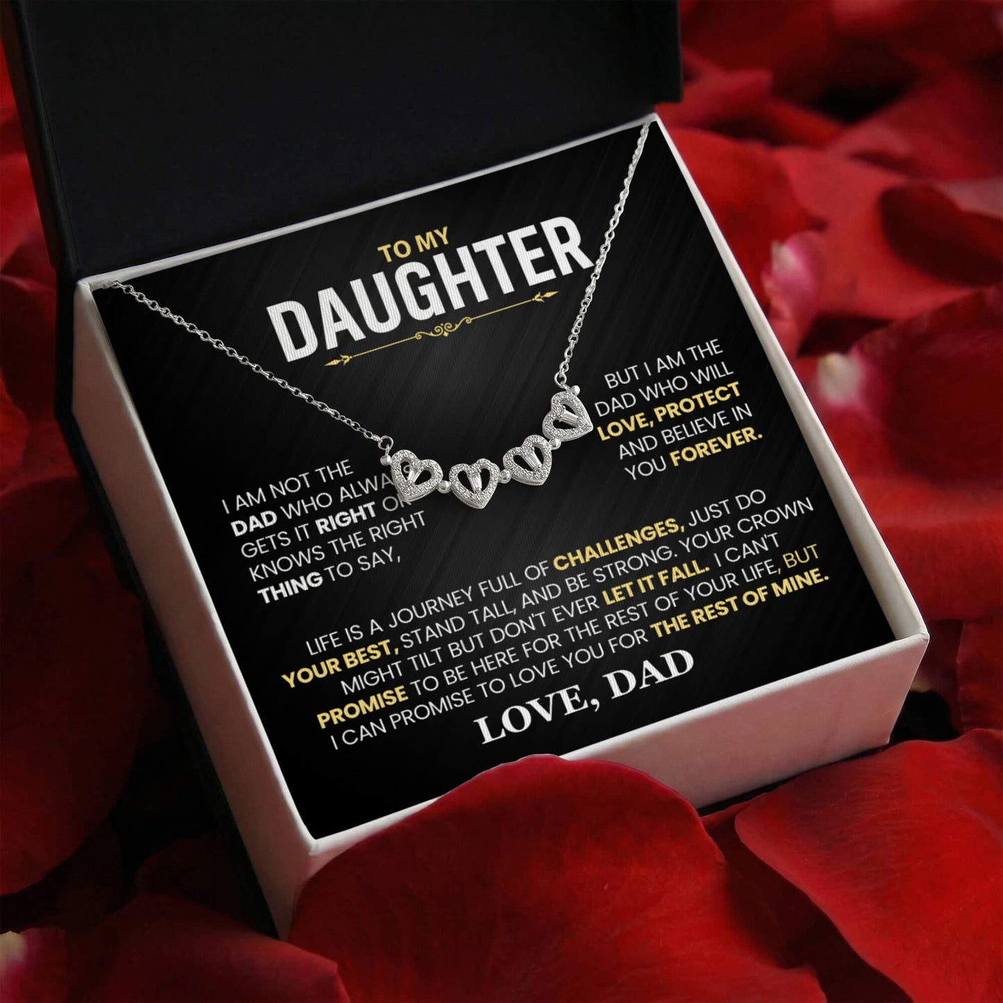 Daughter Heart Clover Convertible Necklace From Dad