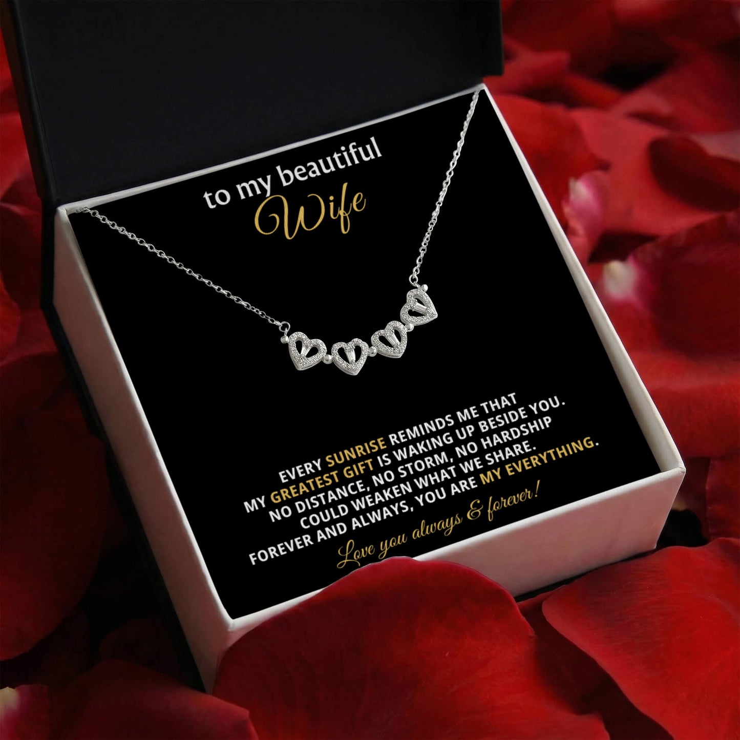 To  My Wife Magnetic Clover Convertible Hearts Necklace Gift