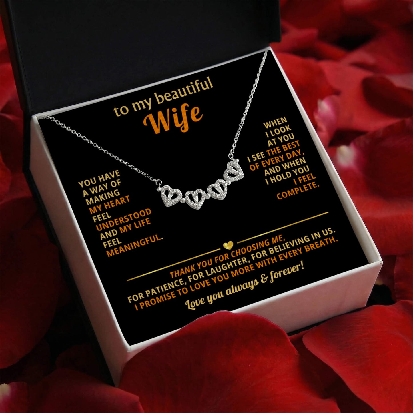 To  My Wife Magnetic Clover Convertible Hearts Necklace Gift