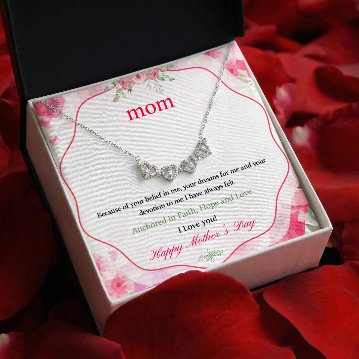 Mom Mothers Day Clover Heart Convertible Necklace