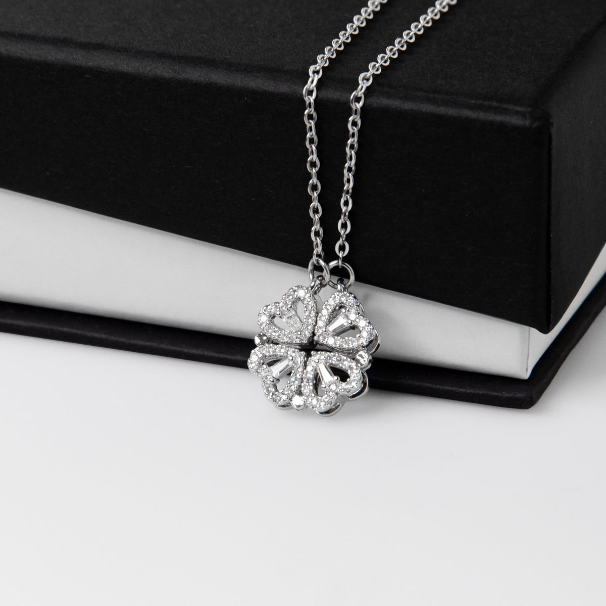 To  My Wife Magnetic Clover Convertible Hearts Necklace Gift