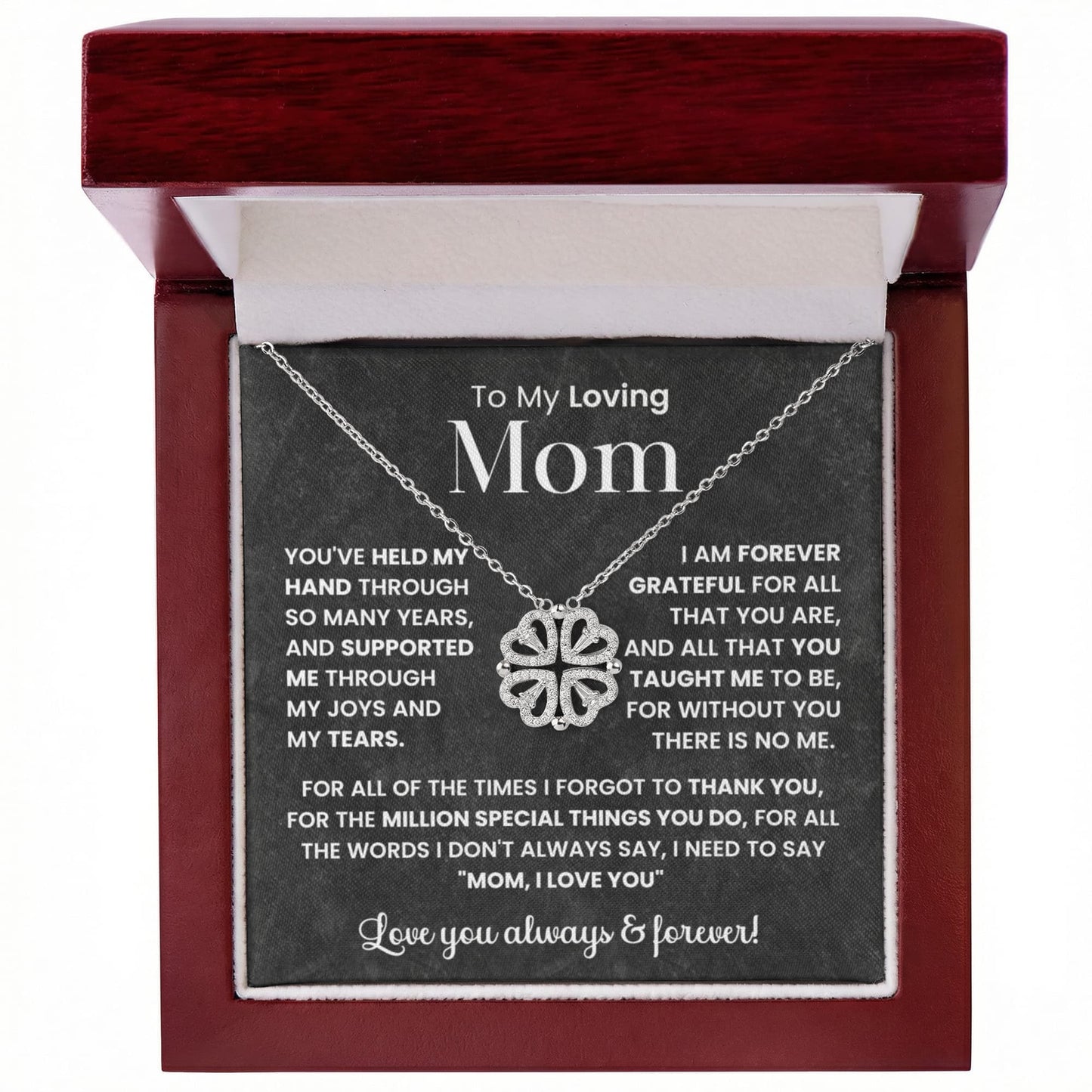 To My Mom Heart Clover Convertible Necklace