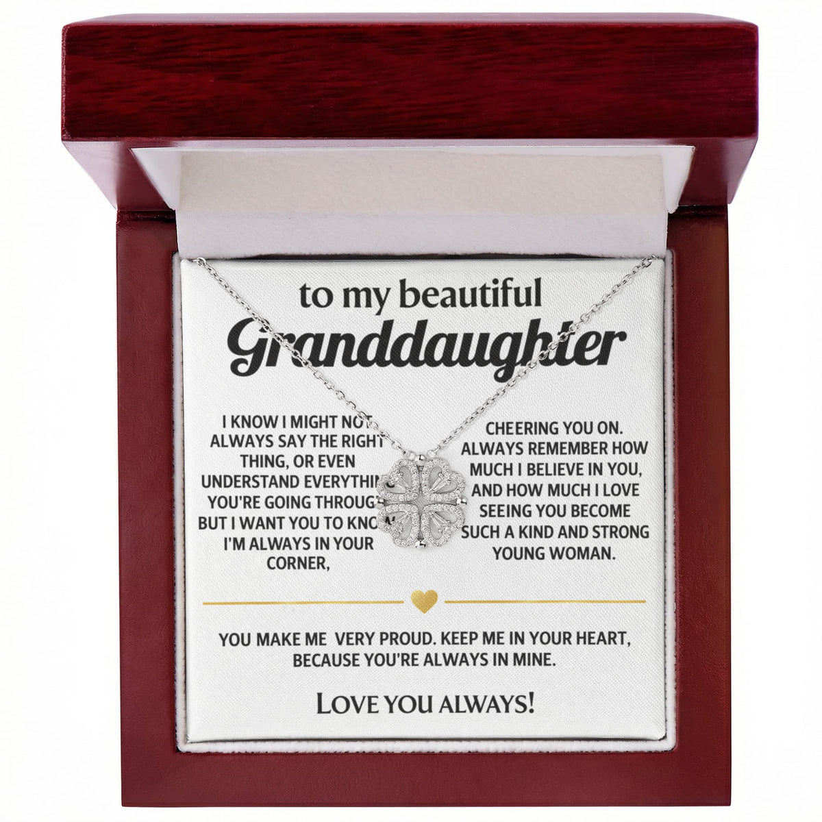 Granddaughter Convertible Clover Magnetic Hearts Necklace Gift