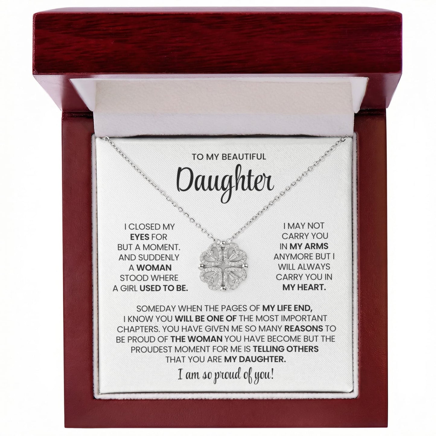 Daughter Clover Heart Convertible Necklace