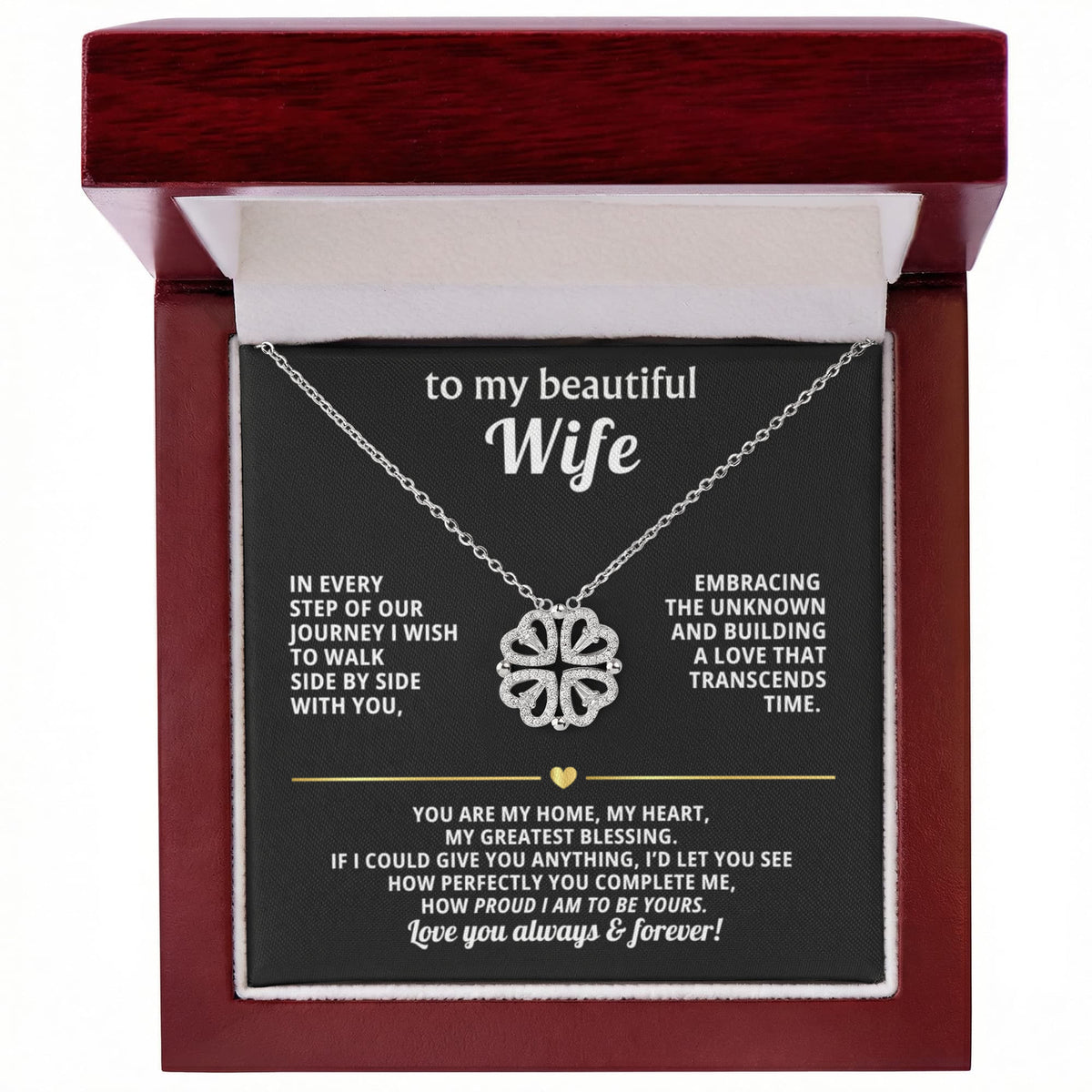 To  My Wife Magnetic Clover Convertible Hearts Necklace Gift