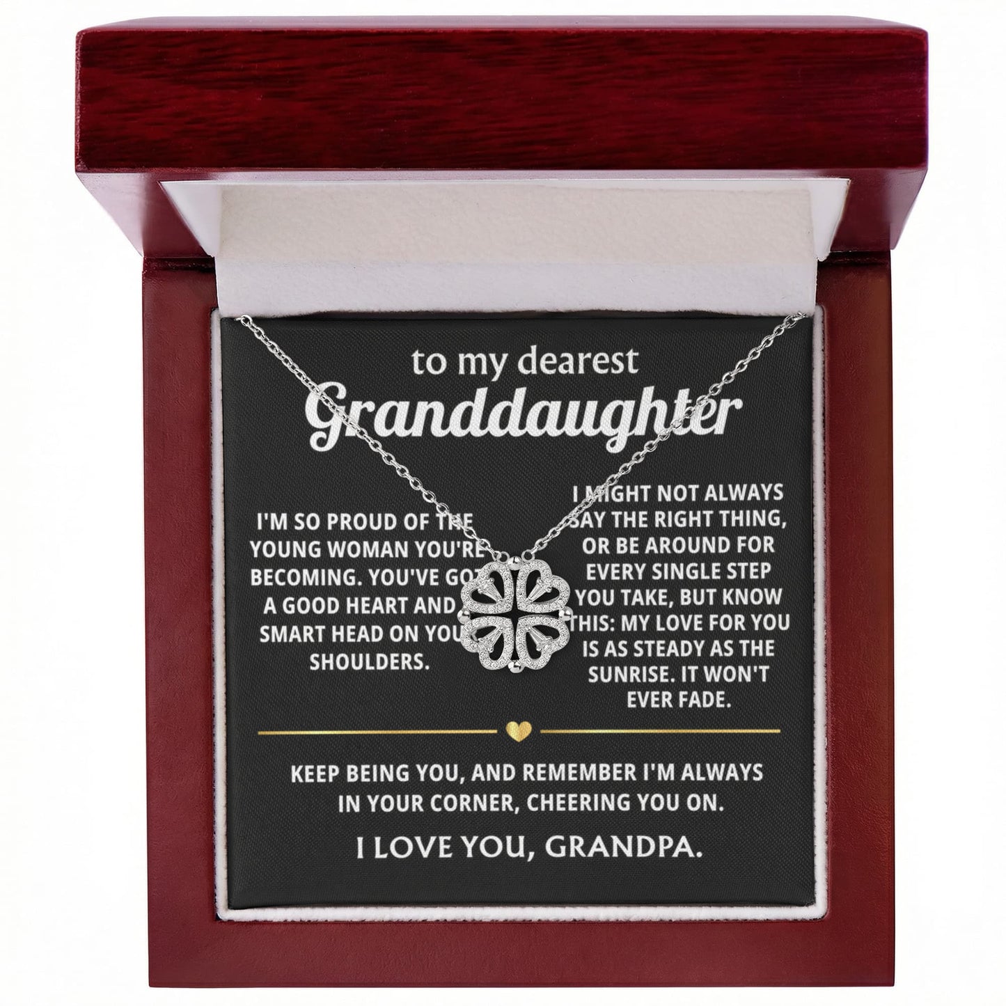 To My Granddaughter Convertible Clover Hearts Necklace