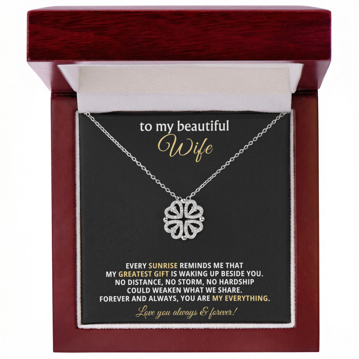 To  My Wife Magnetic Clover Convertible Hearts Necklace Gift