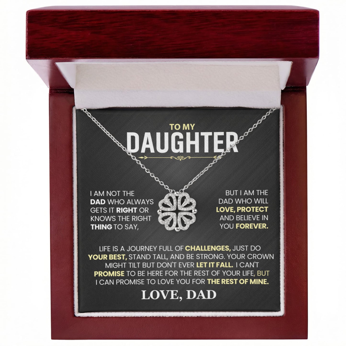 Daughter Heart Clover Convertible Necklace From Dad