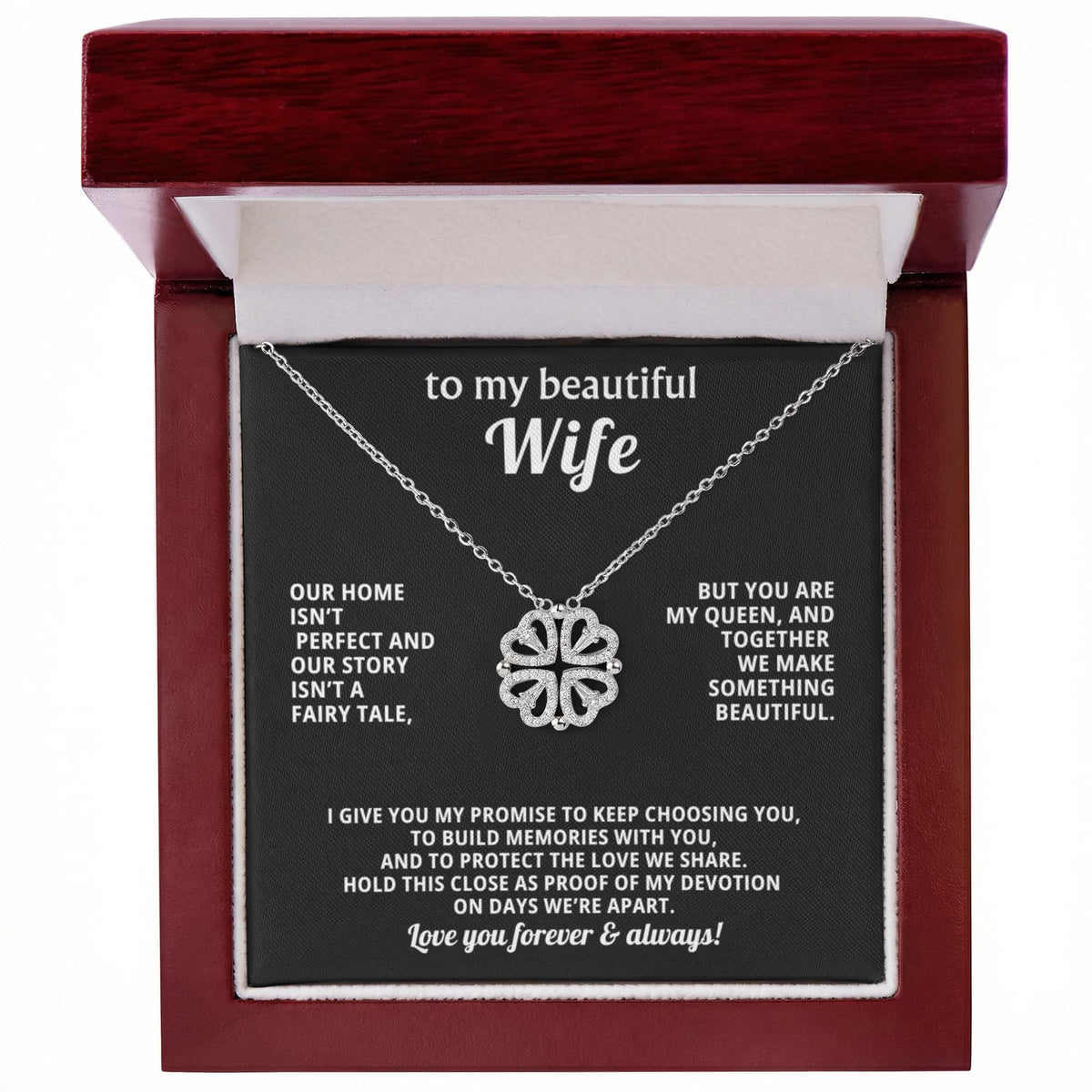 To  My Wife Magnetic Clover Convertible Hearts Necklace Gift