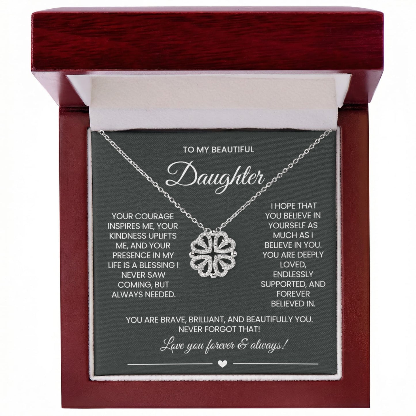 Daughter Clover Heart Convertible Necklace