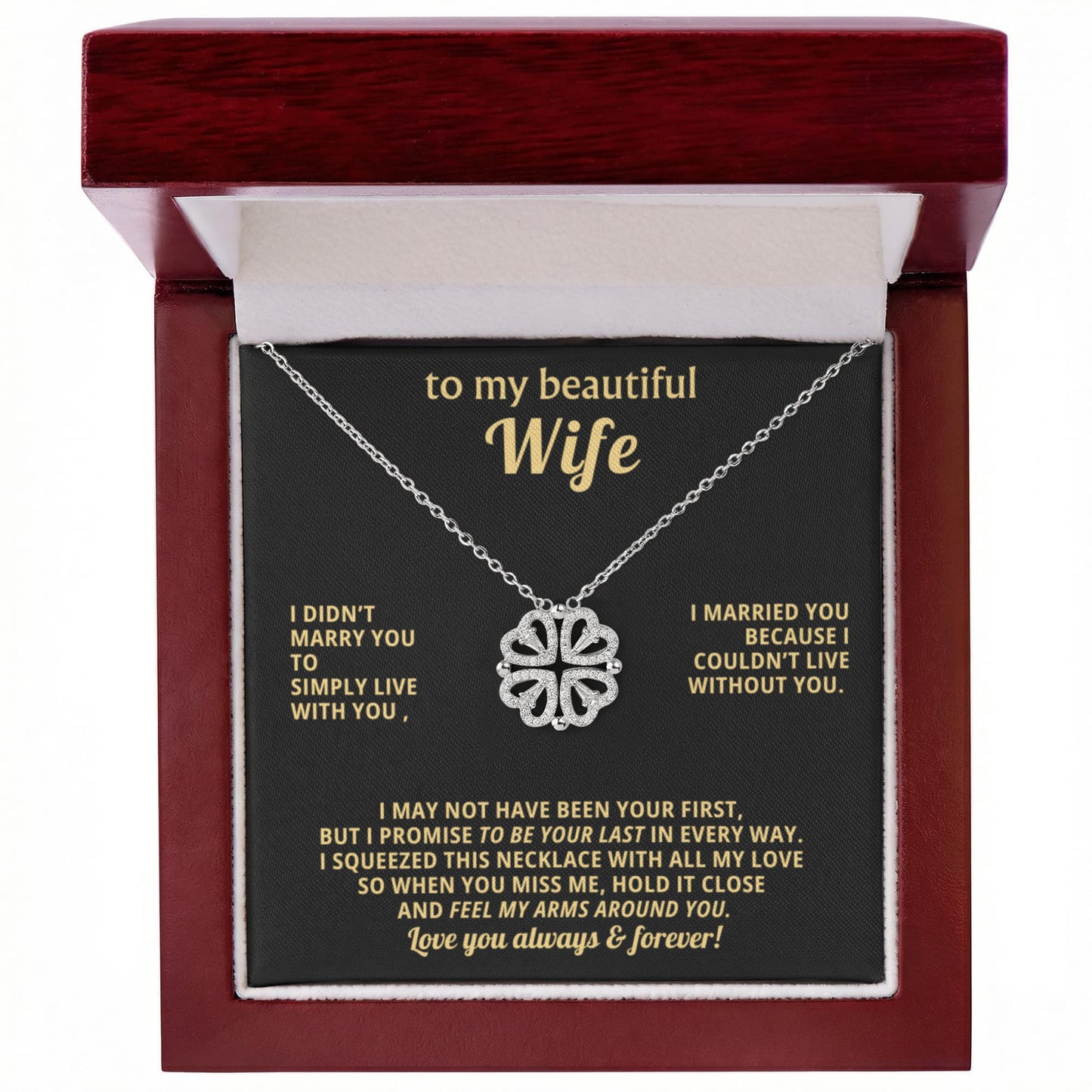 To  My Wife Magnetic Clover Convertible Hearts Necklace Gift