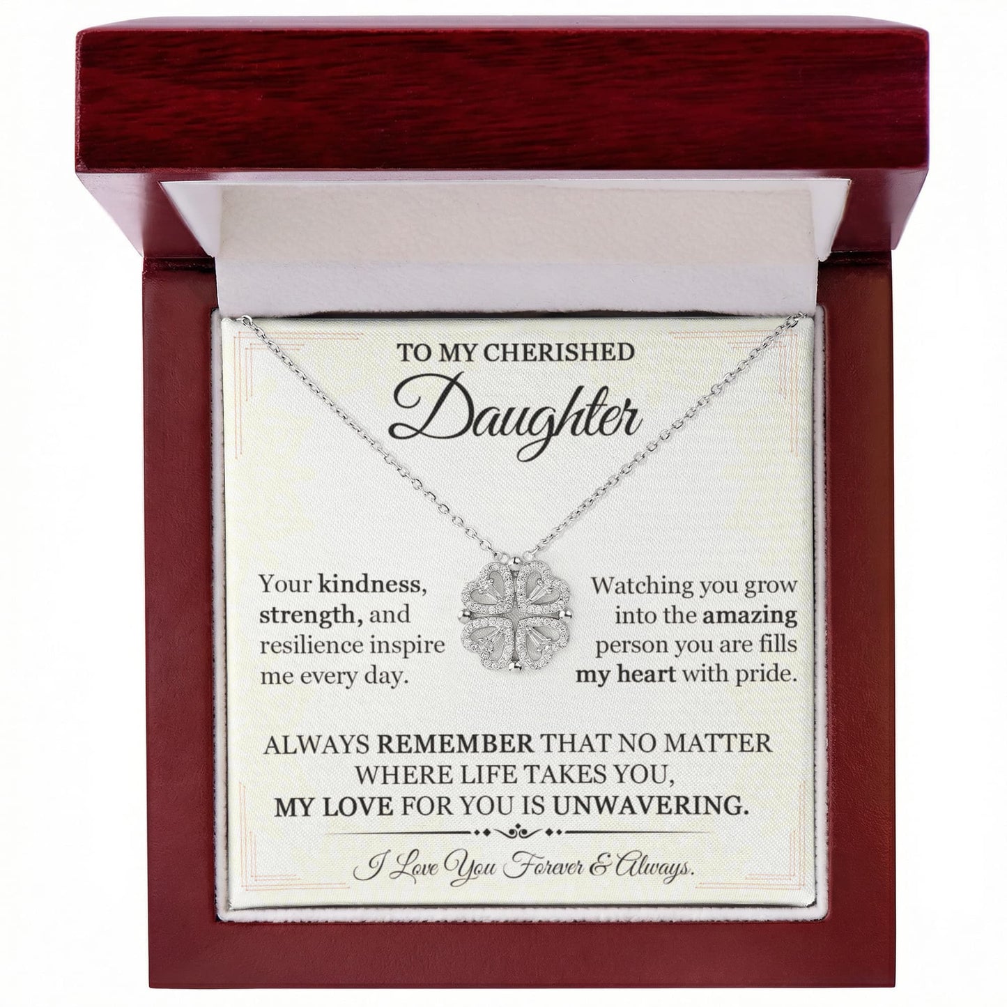 To My Daughter Heart Clover Convertible Necklace