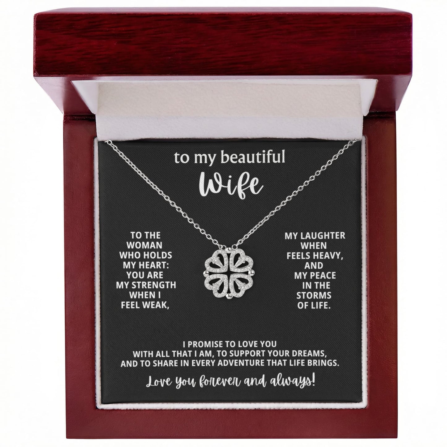 To  My Wife Magnetic Clover Convertible Hearts Necklace Gift