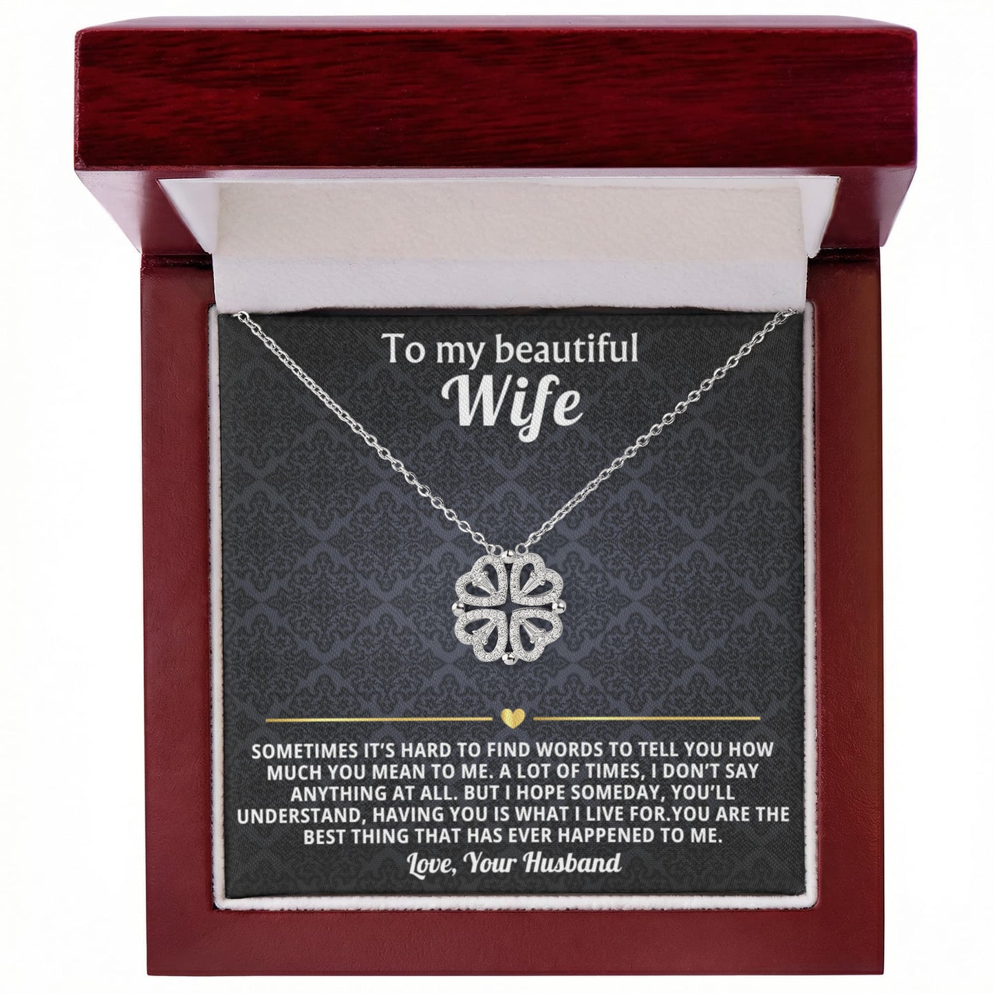To  My Wife Magnetic Clover Convertible Hearts Necklace Gift