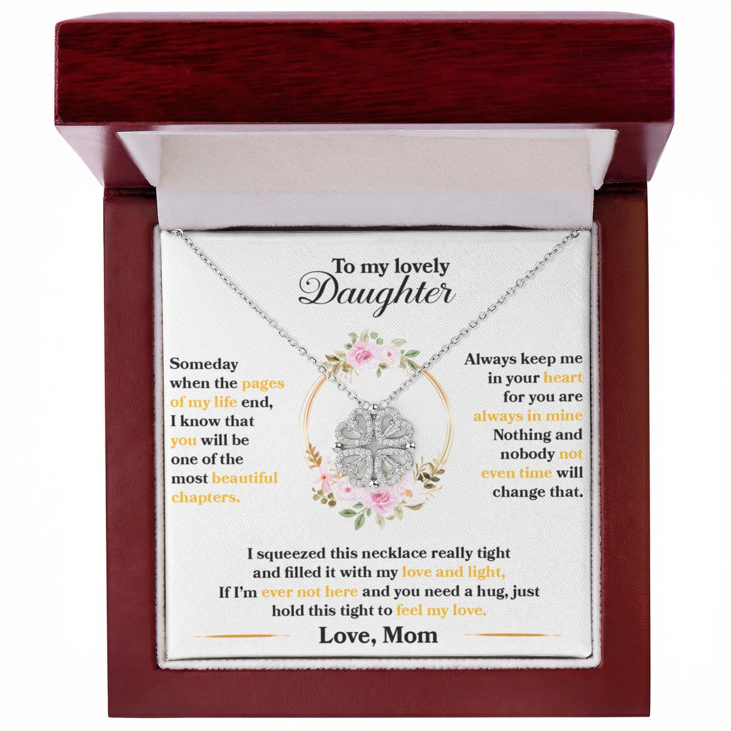 Daughter Heart Clover Convertible Necklace From Mom