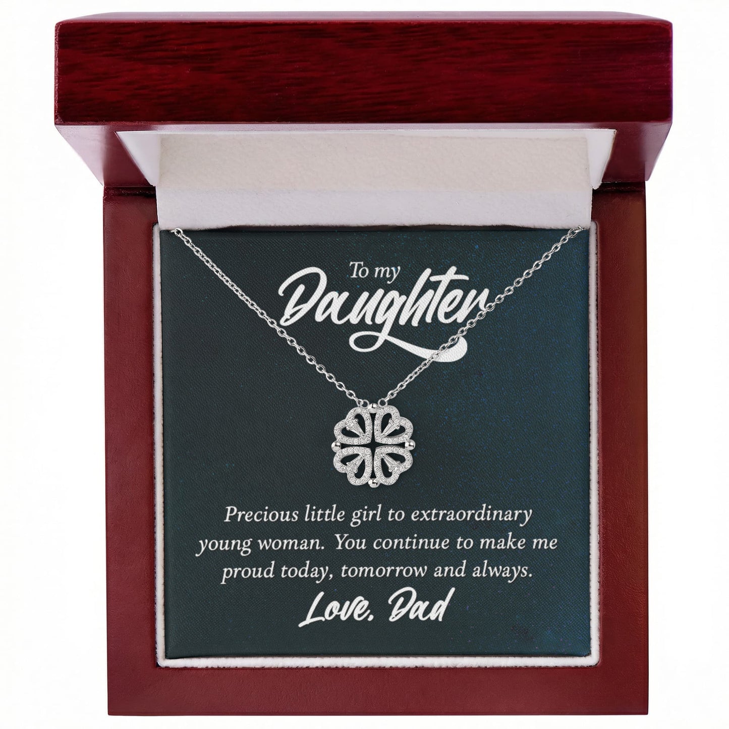 Daughter Clover Heart Convertible Necklace