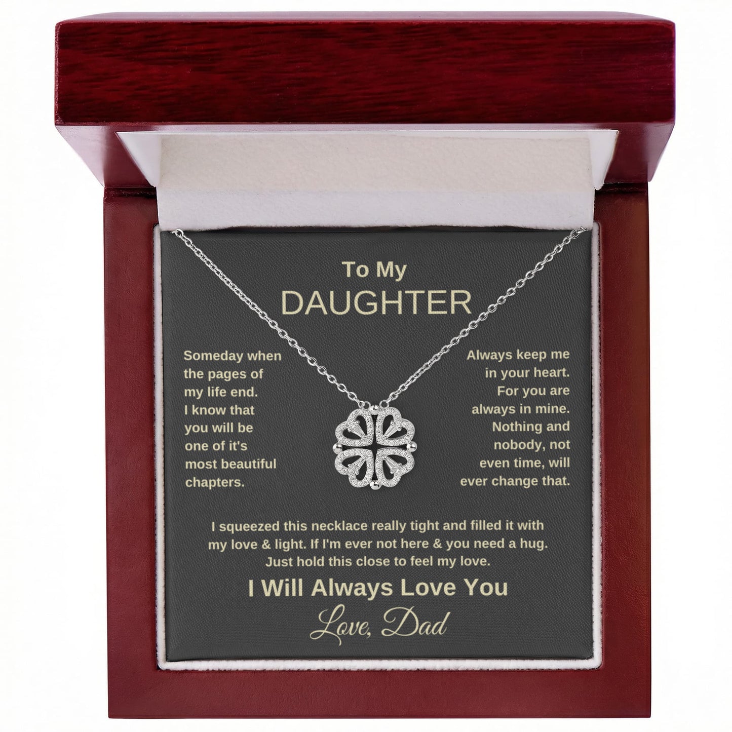 Daughter Heart Clover Convertible Necklace