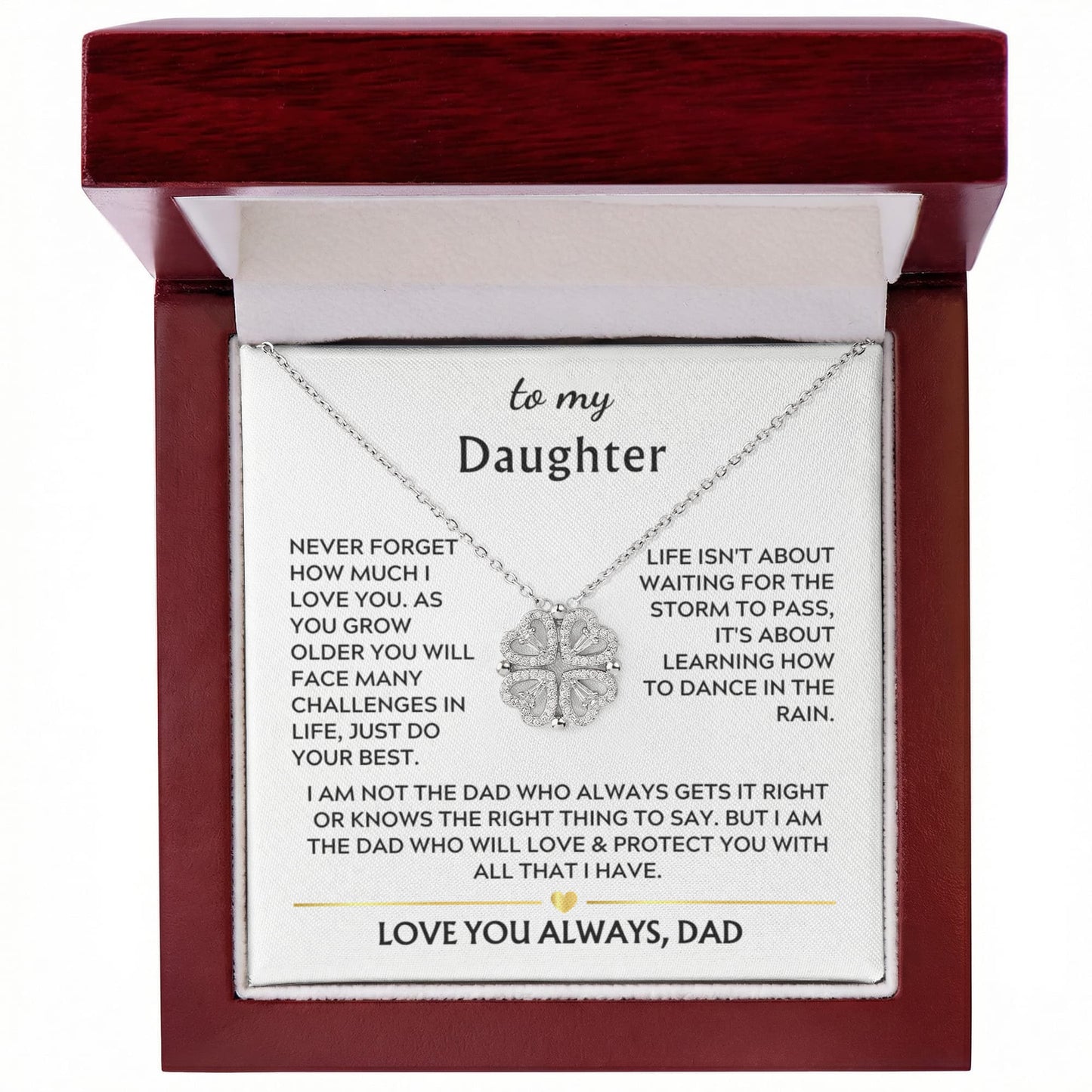 Daughter Clover Heart Convertible Necklace