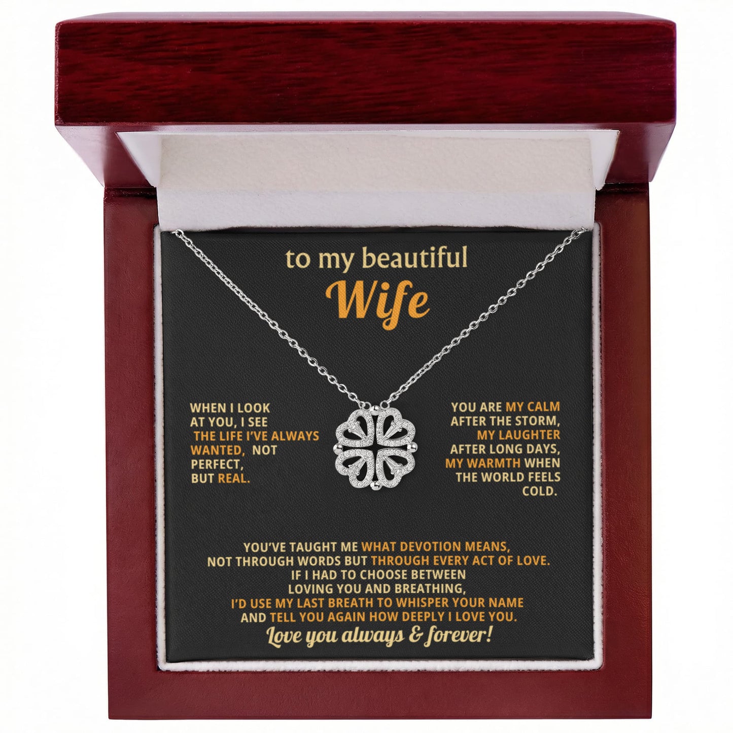 To  My Wife Magnetic Clover Convertible Hearts Necklace Gift