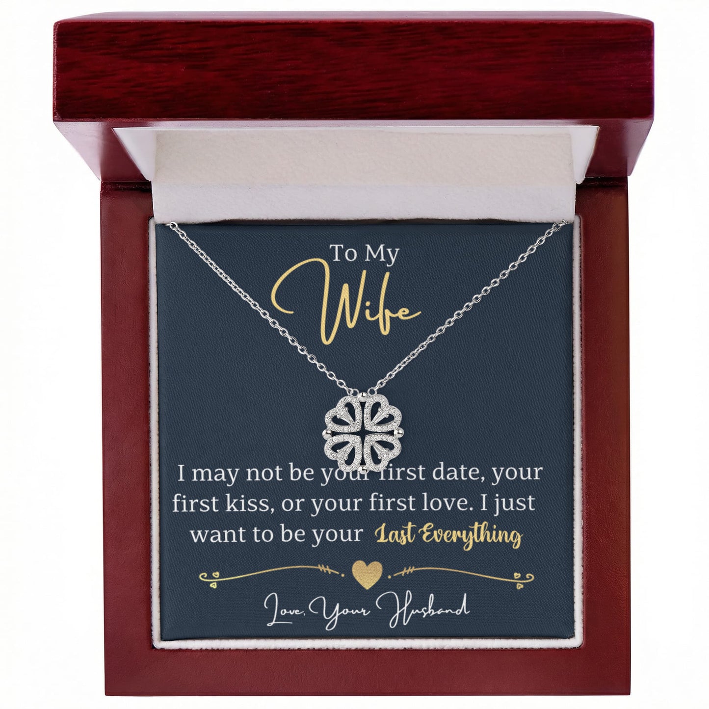 To My Wife Convertible Clover Hearts Necklace