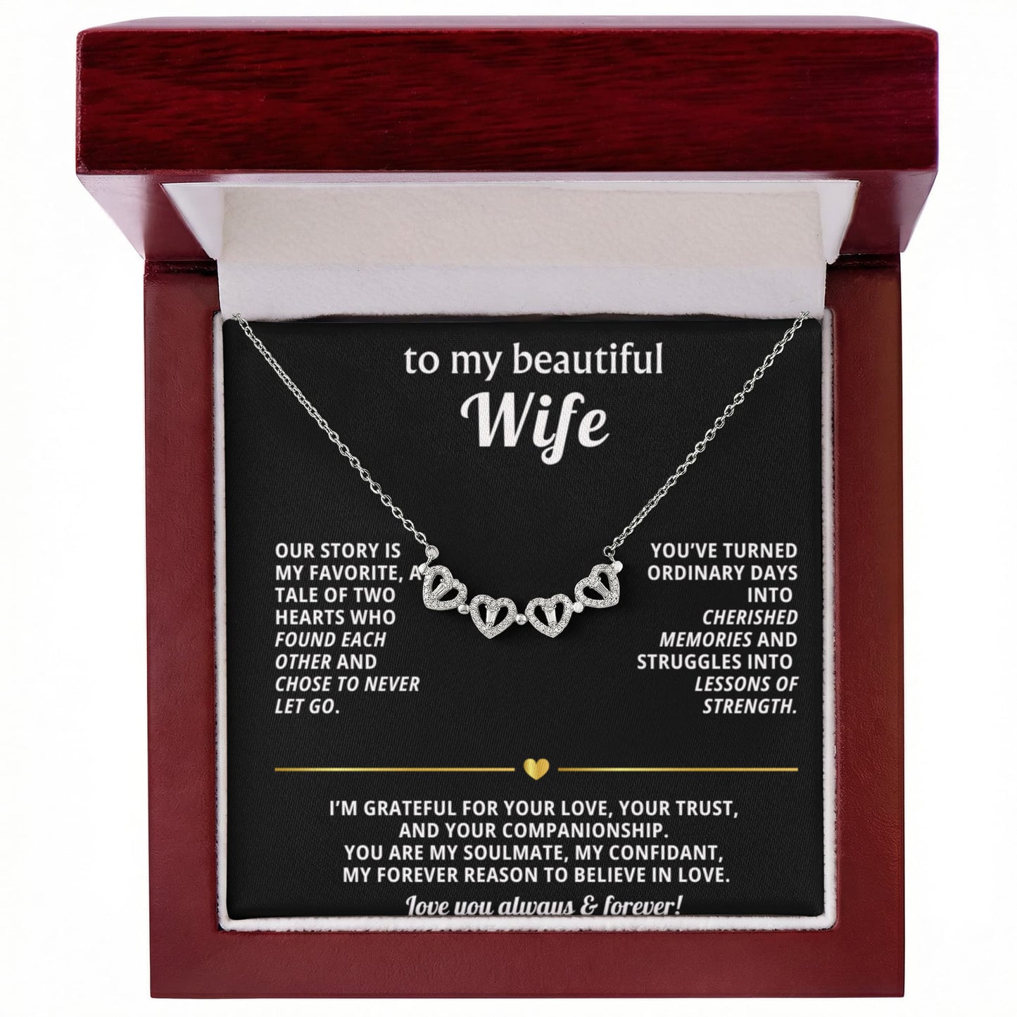 To  My Wife Magnetic Clover Convertible Hearts Necklace Gift