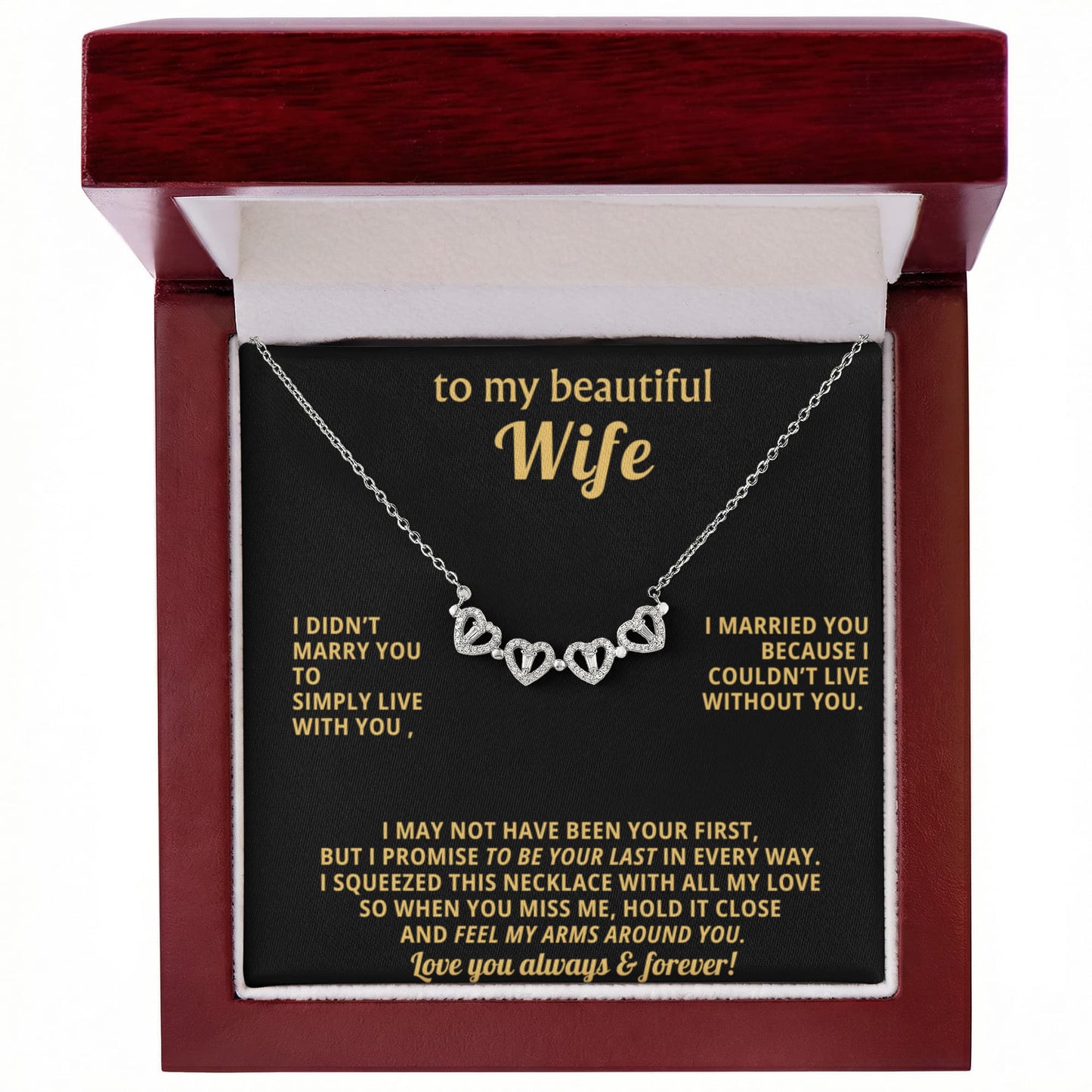 To  My Wife Magnetic Clover Convertible Hearts Necklace Gift