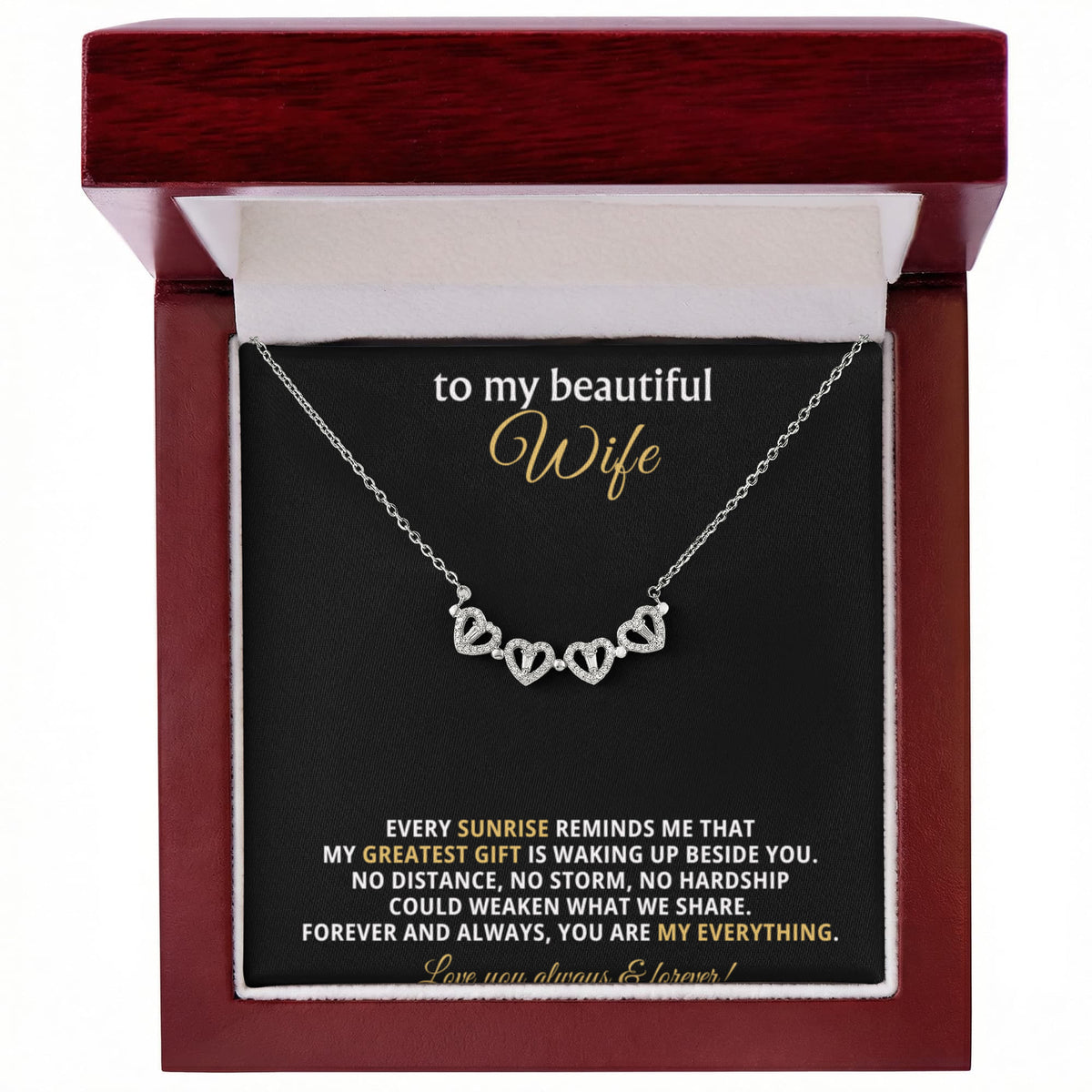 To  My Wife Magnetic Clover Convertible Hearts Necklace Gift
