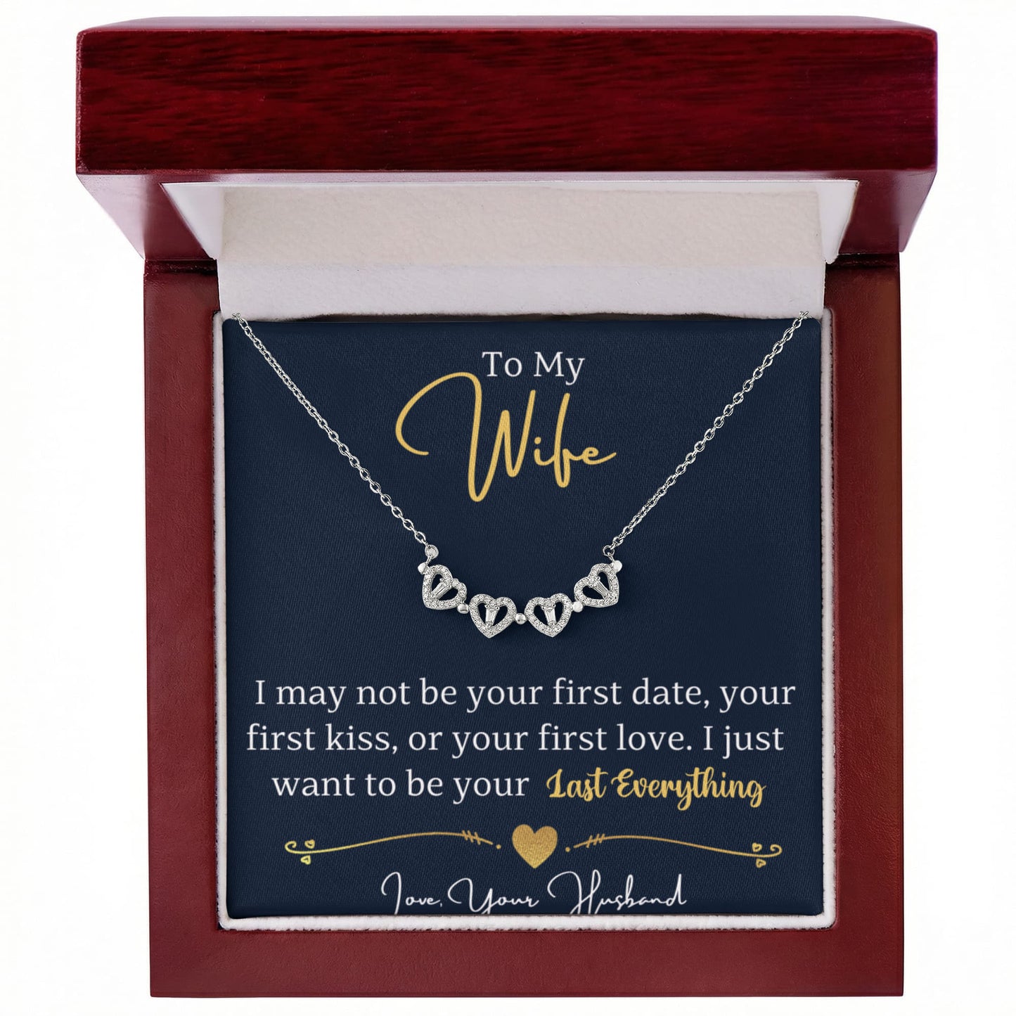 To My Wife Convertible Clover Hearts Necklace