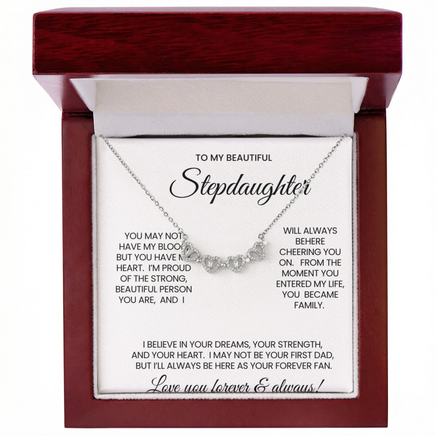 Stepdaughter Daughter Clover Heart Convertible Necklace