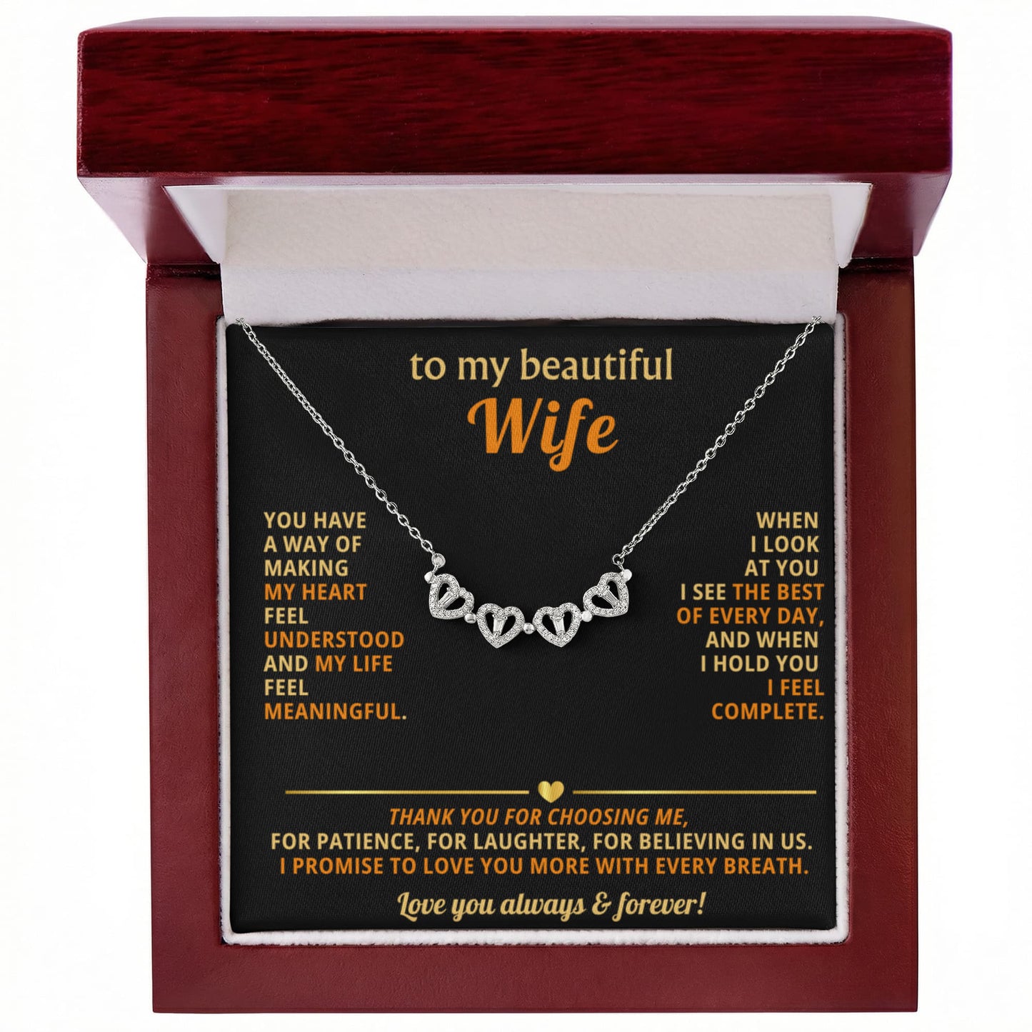 To  My Wife Magnetic Clover Convertible Hearts Necklace Gift