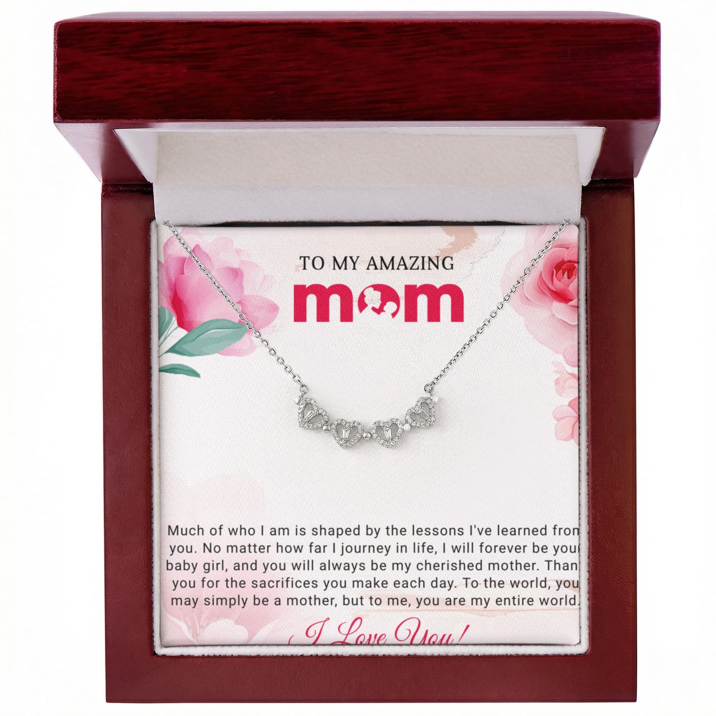 Amazing Mom Daughter Clover Heart Convertible Necklace