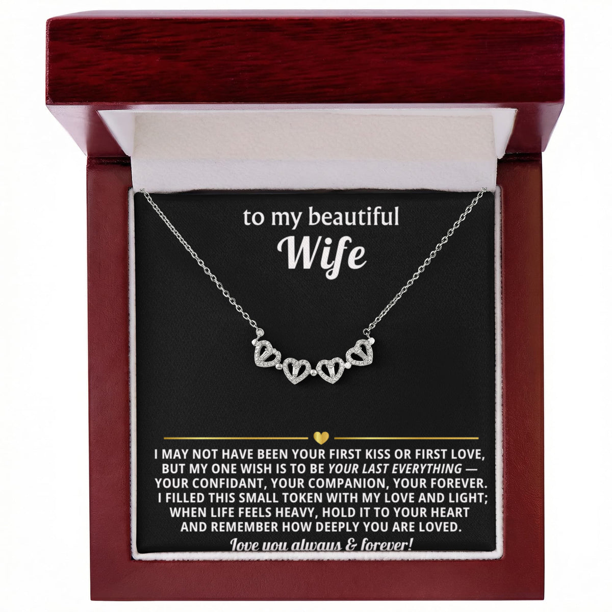 To  My Wife Magnetic Clover Convertible Hearts Necklace Gift
