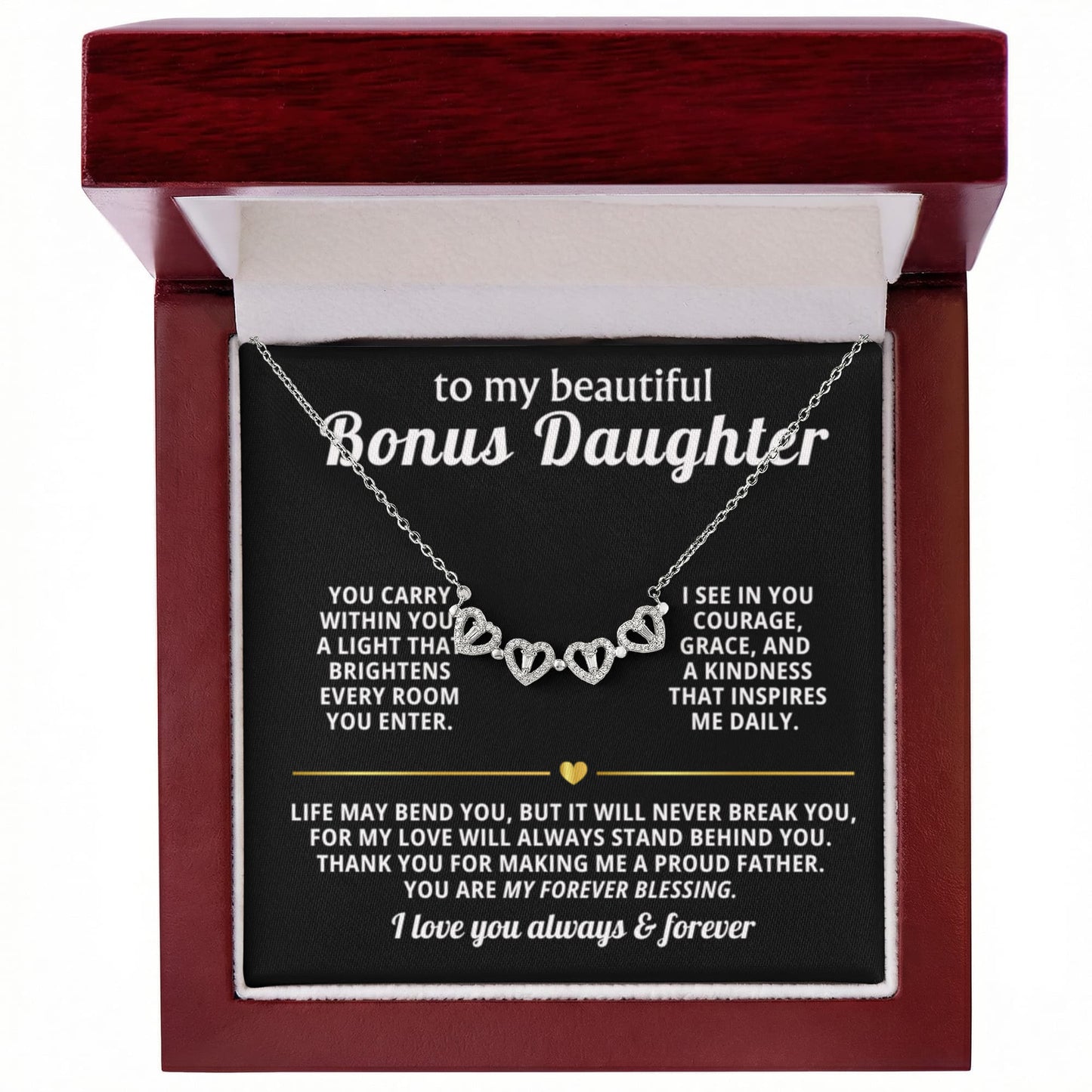Bonus Daughter Clover Heart Convertible Necklace