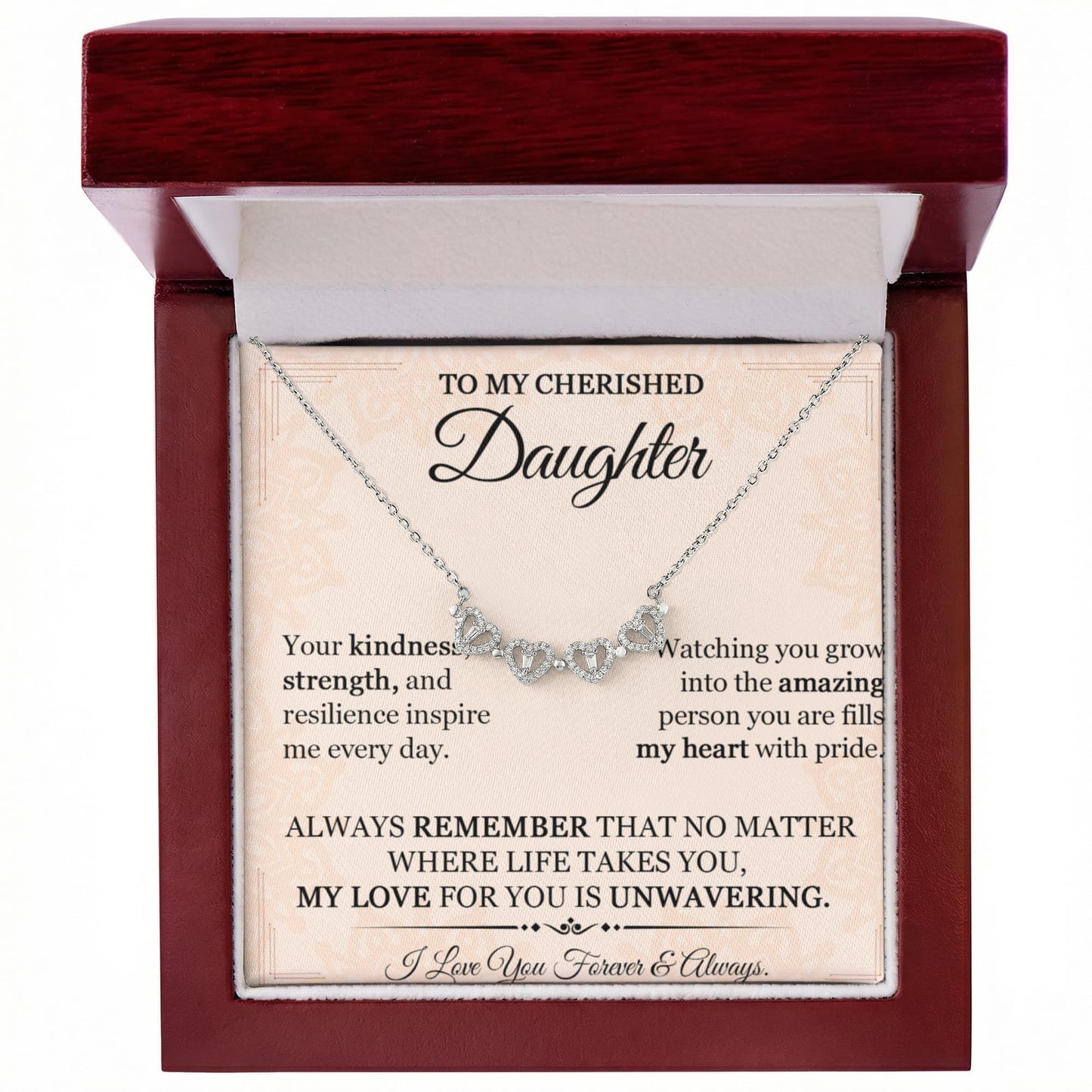 To My Daughter Heart Clover Convertible Necklace