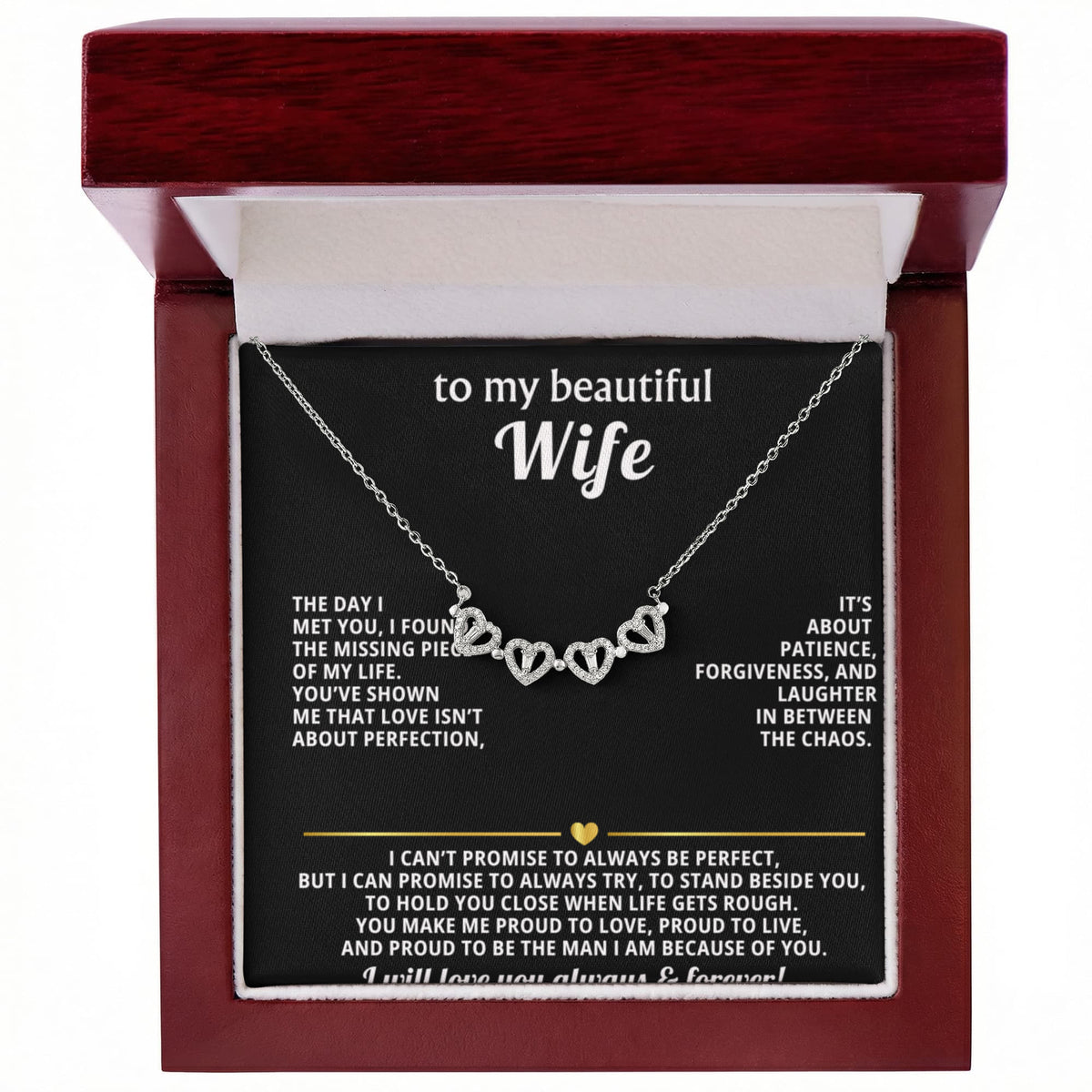 To  My Wife Magnetic Clover Convertible Hearts Necklace Gift