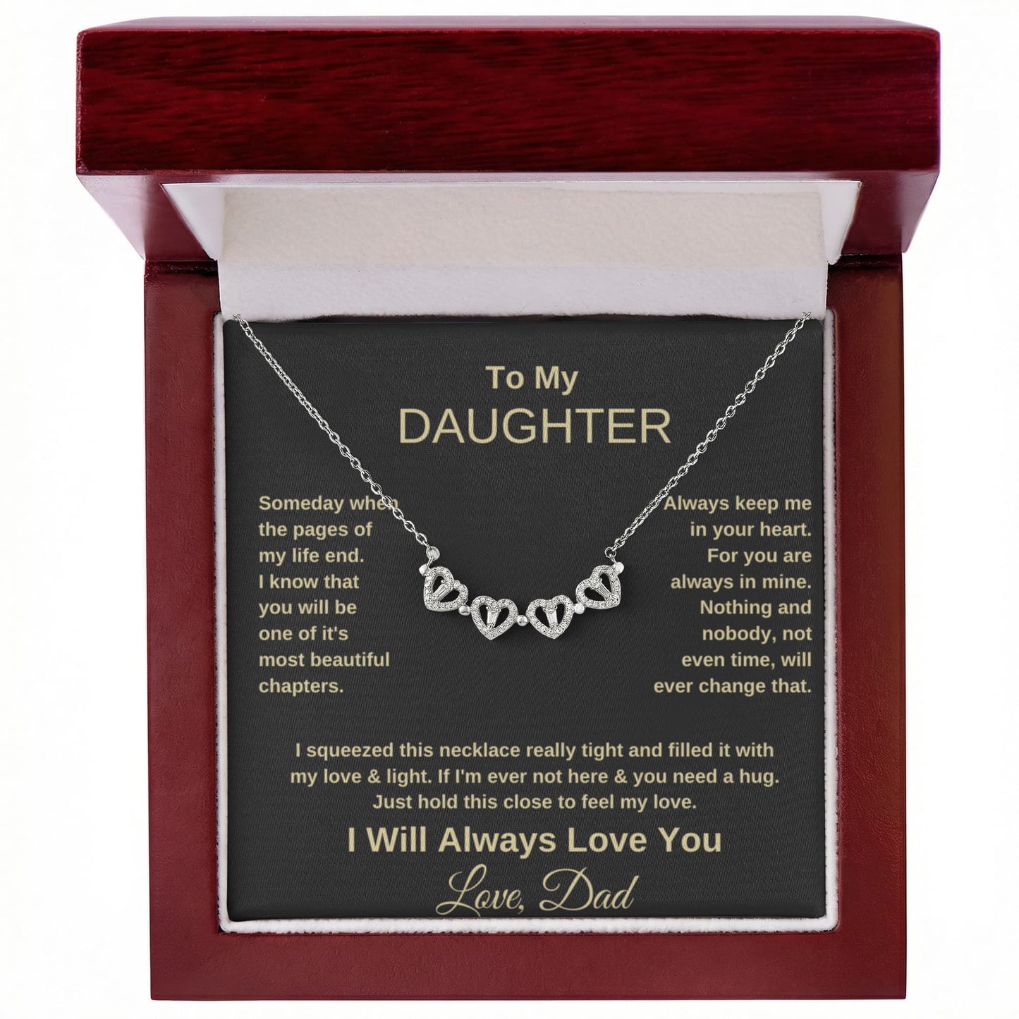 Daughter Heart Clover Convertible Necklace