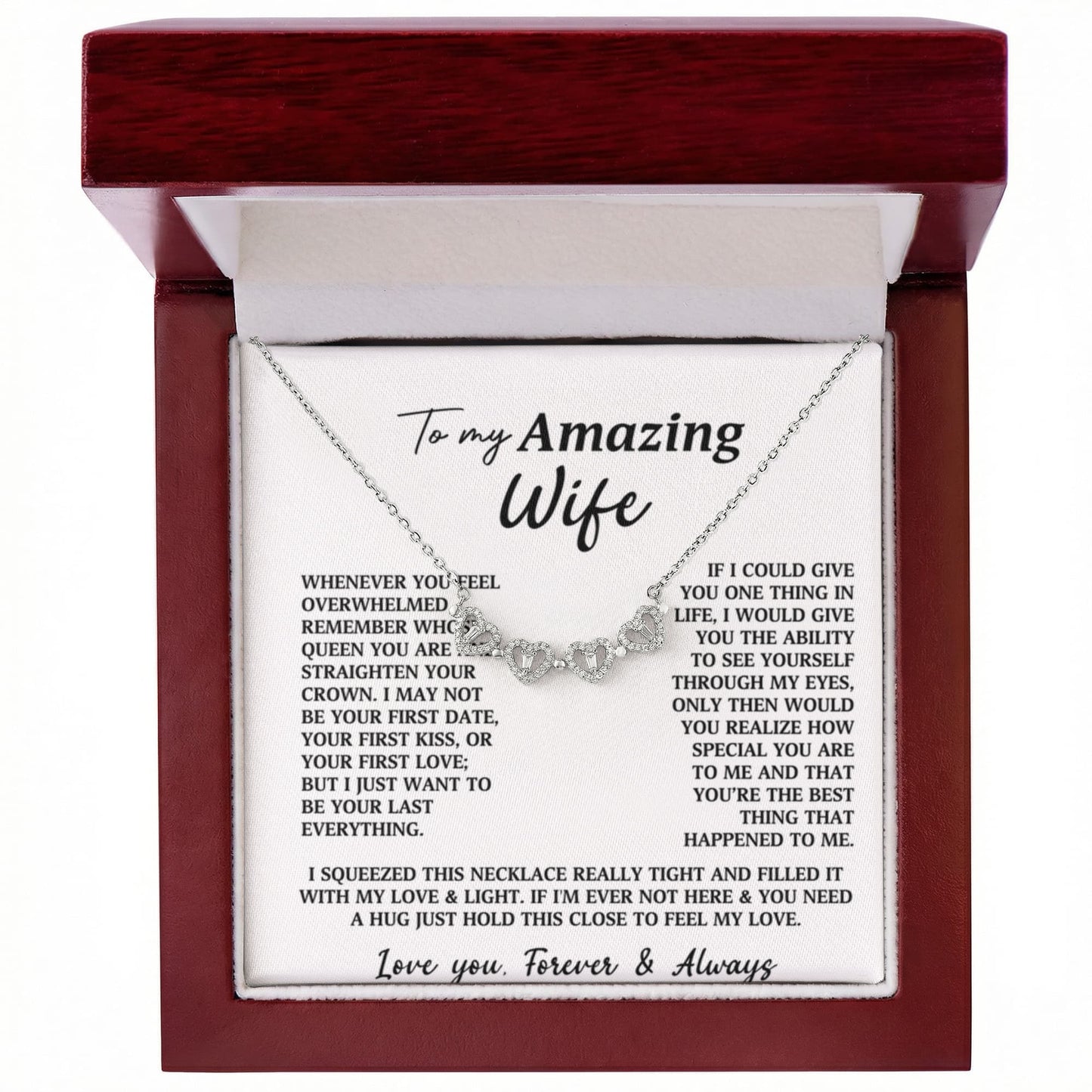 To My Amazing Wife Heart Clover Convertible Necklace