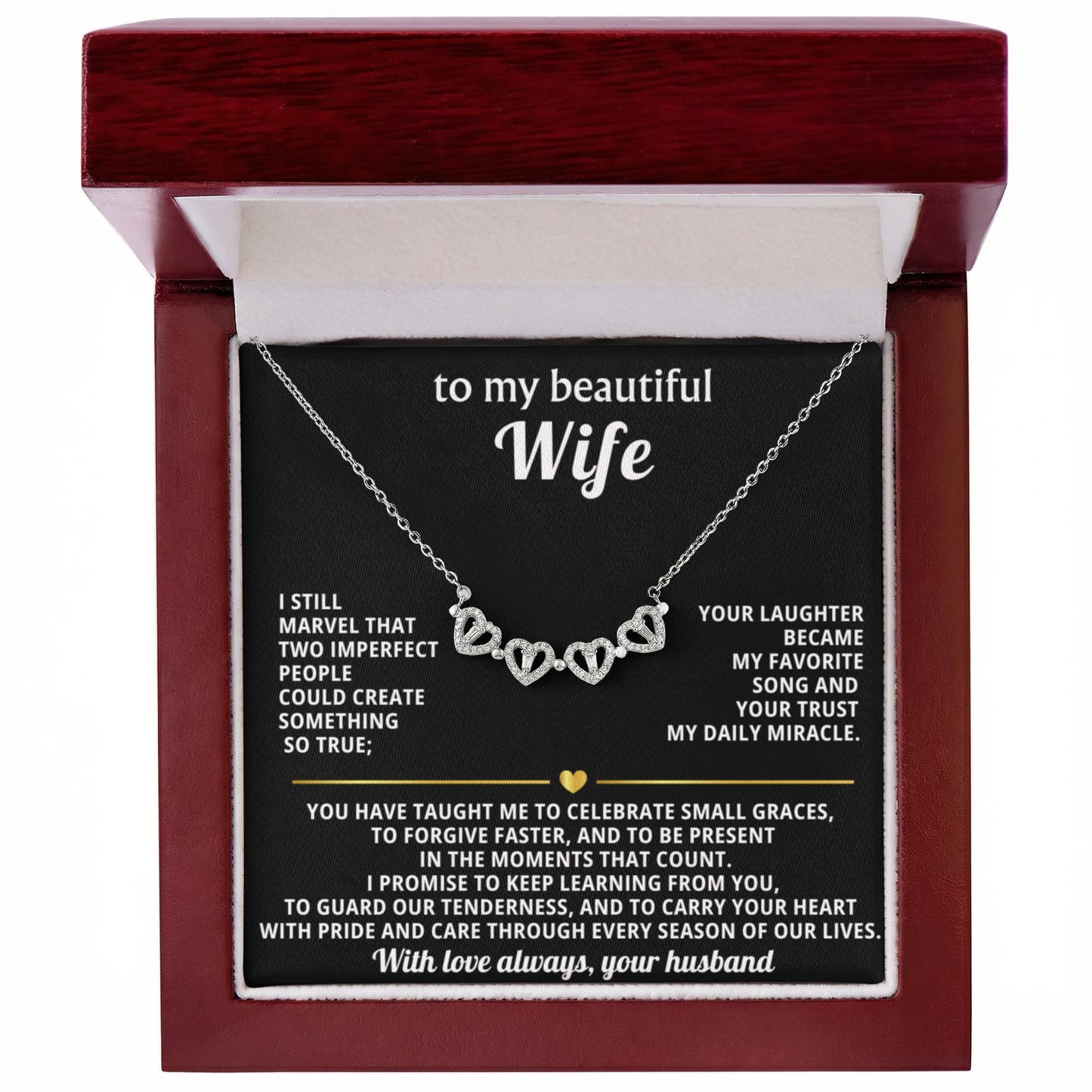 To  My Wife Magnetic Clover Convertible Hearts Necklace Gift