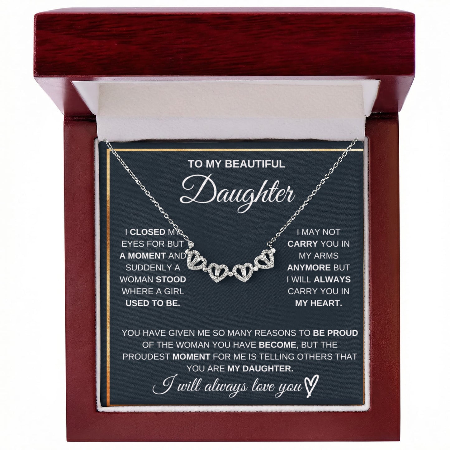 Beautiful Daughter Convertible Clover Hearts Necklace