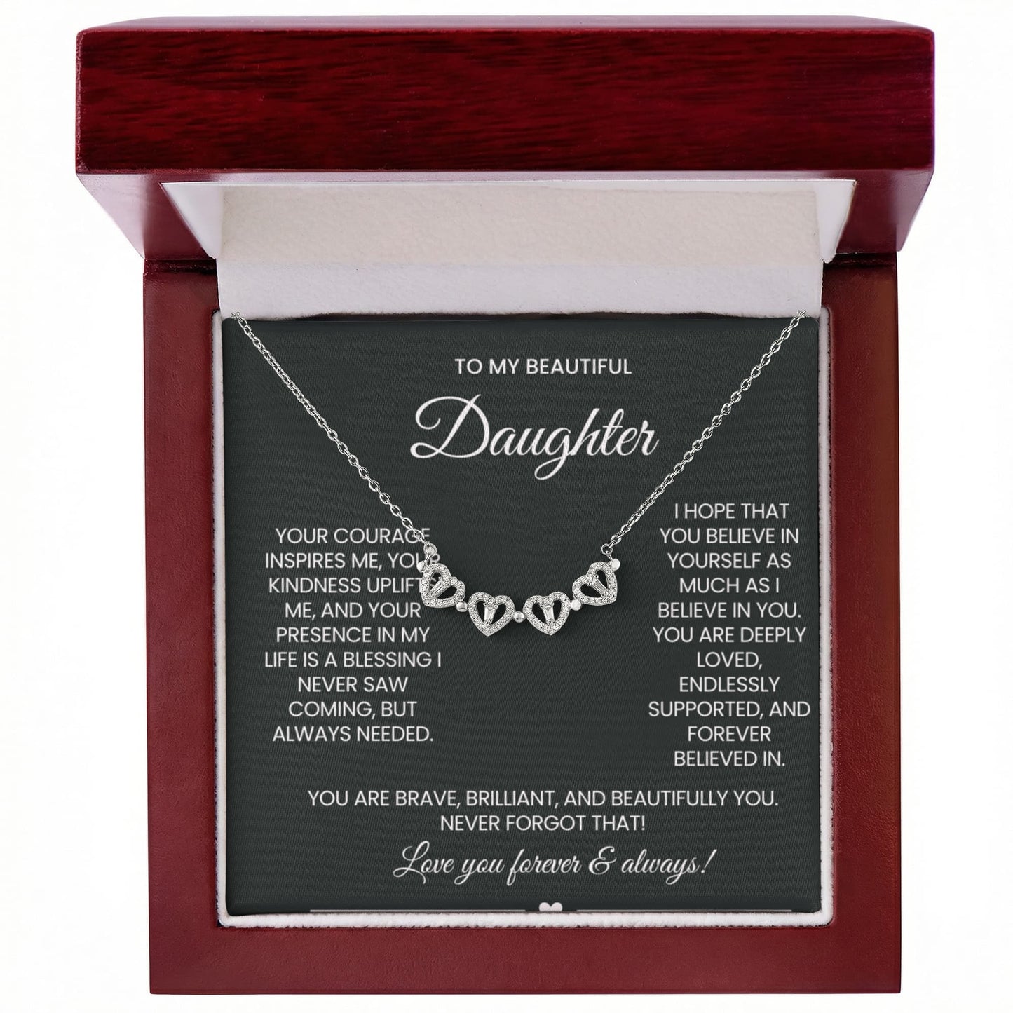 Daughter Clover Heart Convertible Necklace
