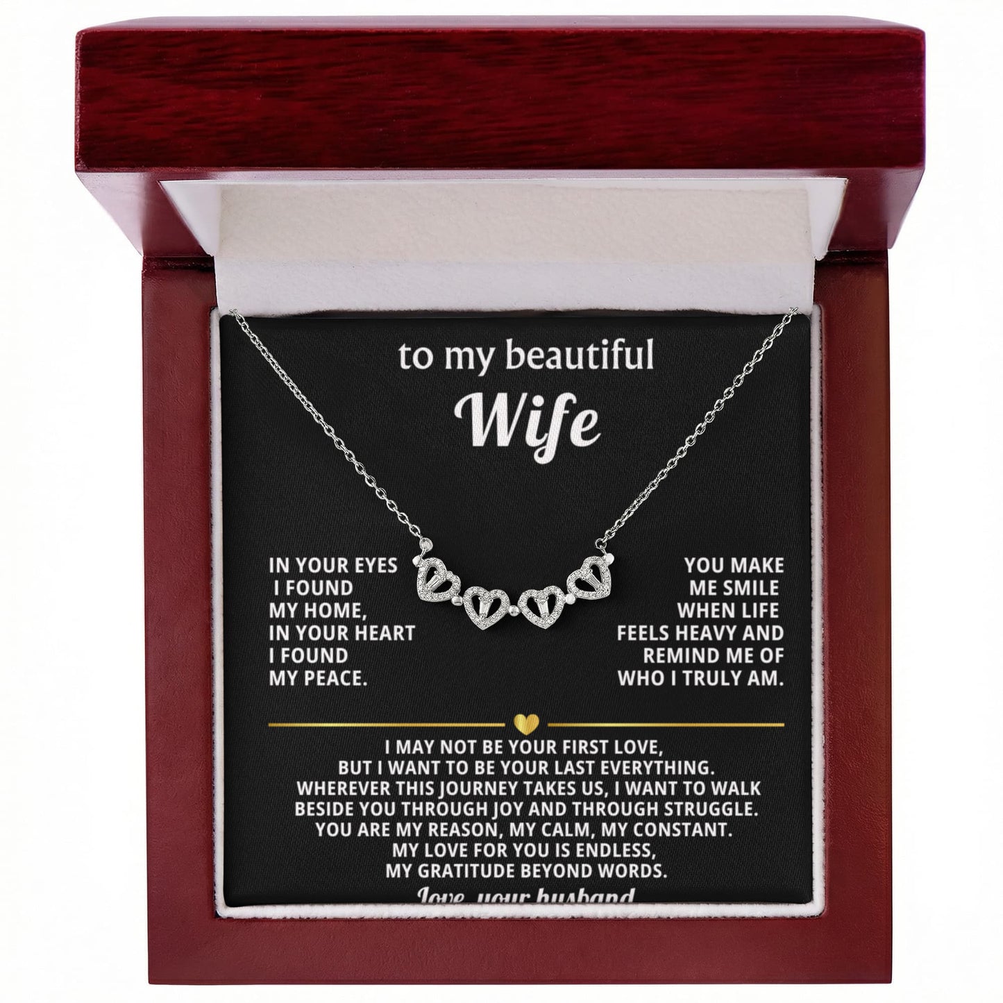 To  My Wife Magnetic Clover Convertible Hearts Necklace Gift