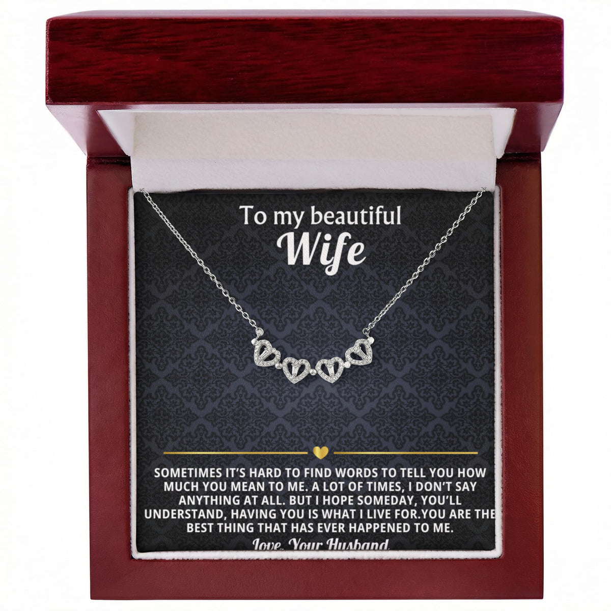 To  My Wife Magnetic Clover Convertible Hearts Necklace Gift