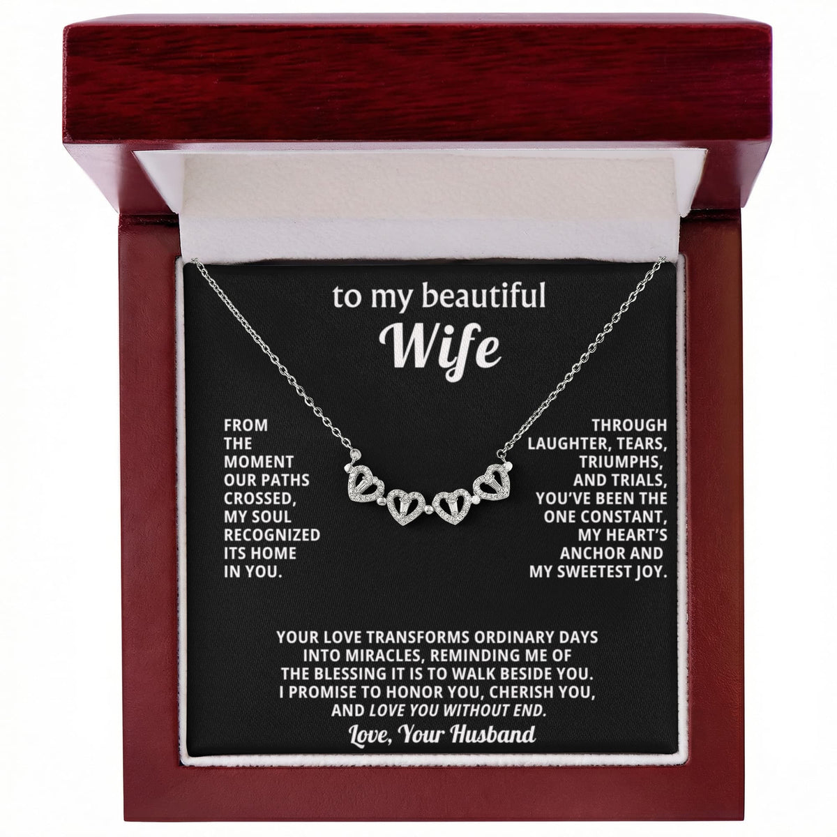 To  My Wife Magnetic Clover Convertible Hearts Necklace Gift