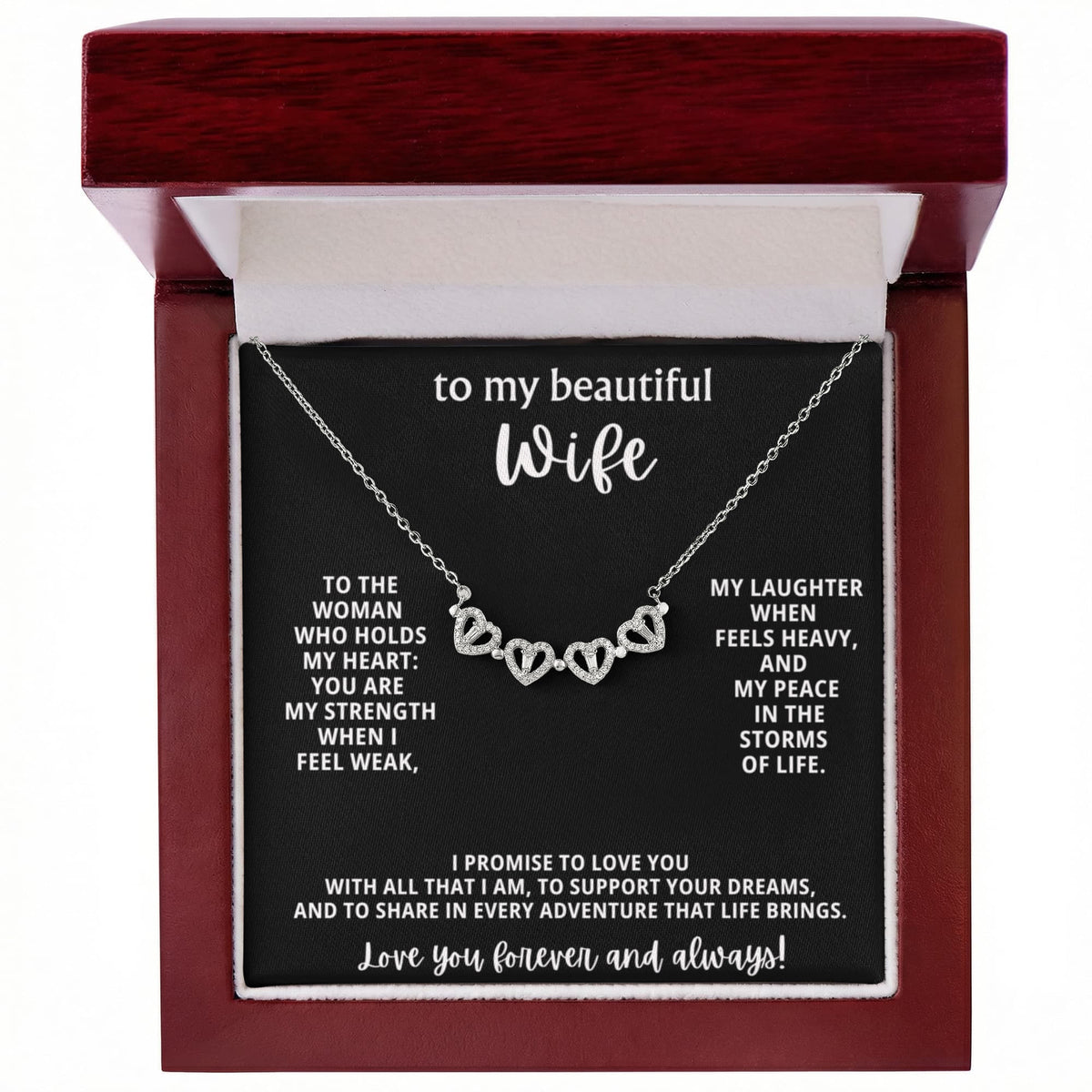 To  My Wife Magnetic Clover Convertible Hearts Necklace Gift